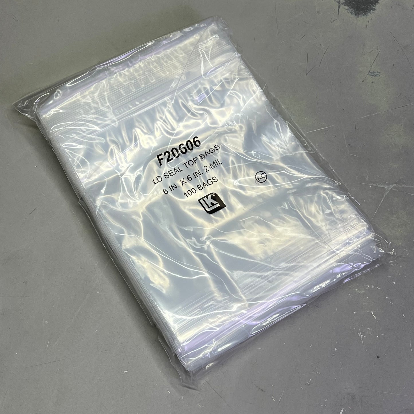 ELKAY PLASTICS (1000) LD Poly Seal-Top Bags 2.0mil 6in. x 6in F20606