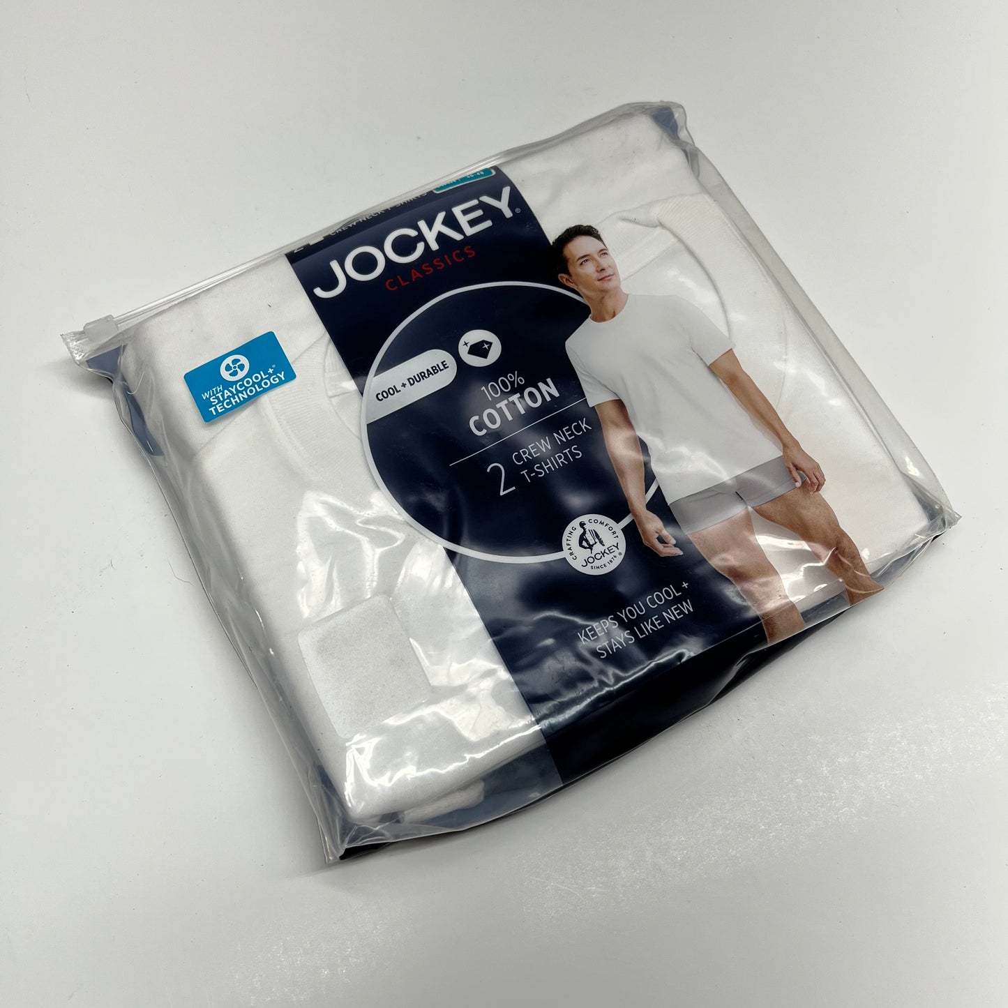 JOCKEY (2 PACK) Crew Neck T-shirts 100% Cotton Men's Sz XLT White 000980/100