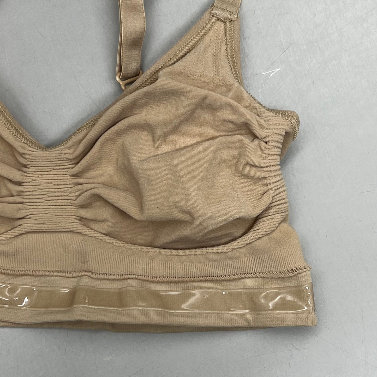 SKIMS Strong Support Seamless Sculpt Bralette Pique Stitching Women's Sz S Clay