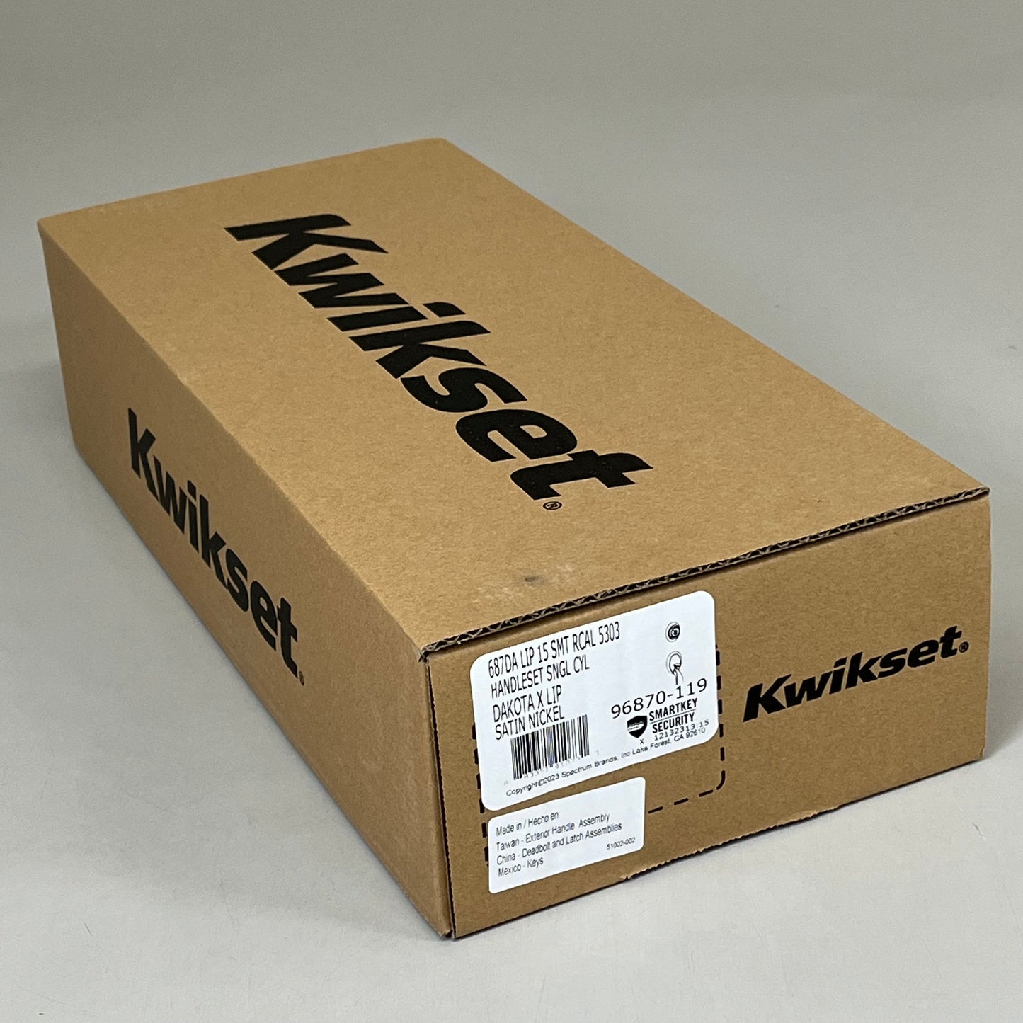 KWIKSET Dakota Exterior Door Handle Deadbolt Keyed One Side Set Satin Nickel 96870-119