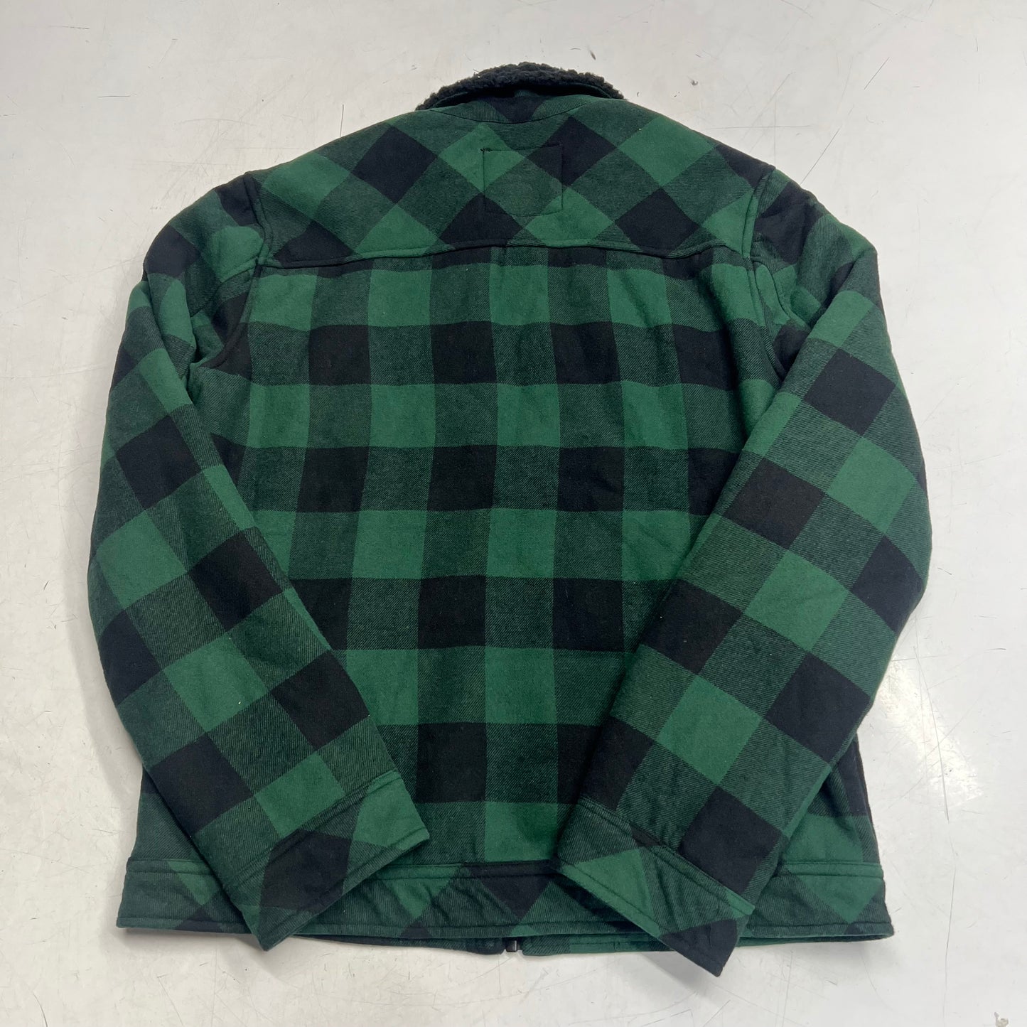 HURLEY Colt Sherpa Full Zip Jacket Men's Sz S Green/Black Plaid H6N491F4