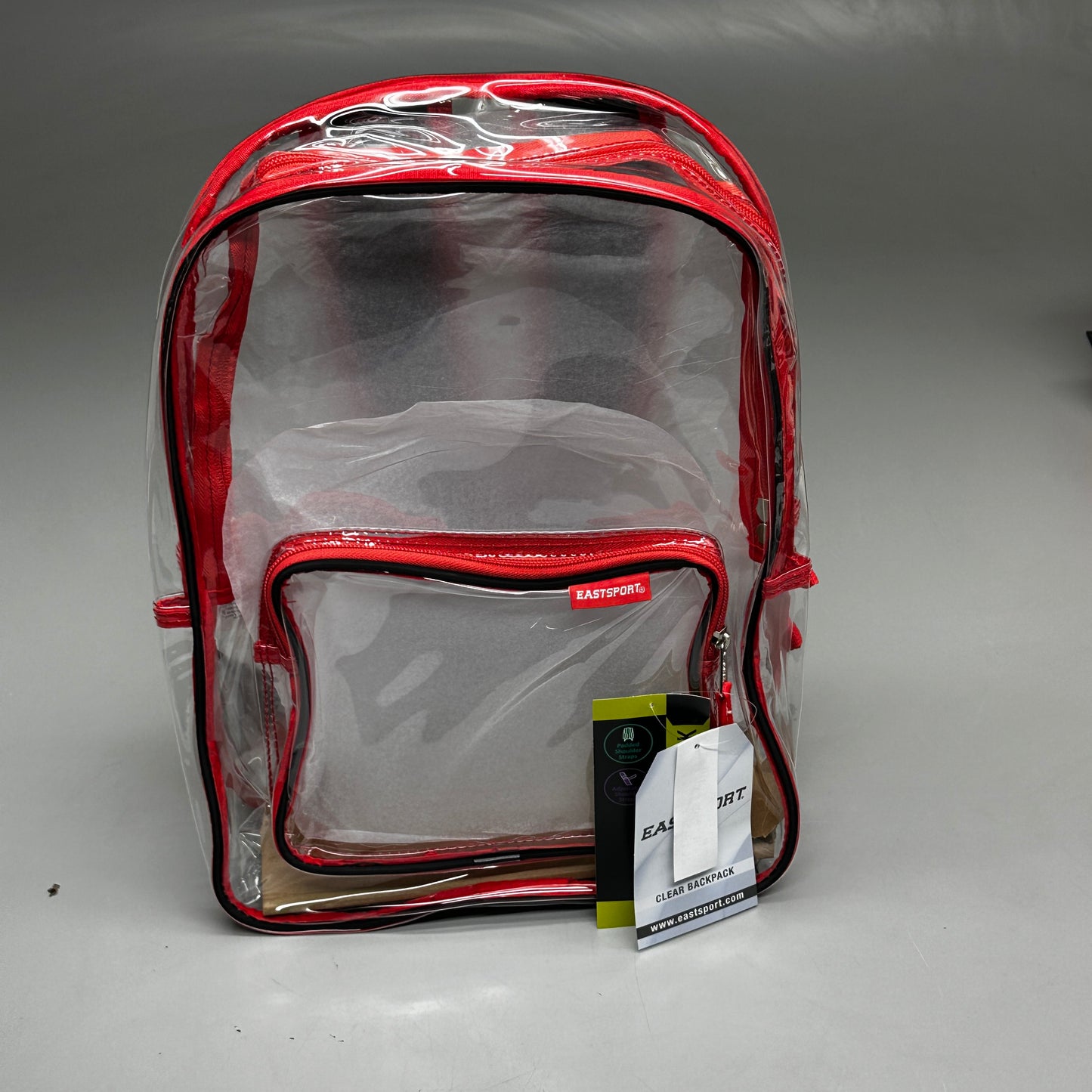 EASTSPORT Spark Clear Backpack 16"x12" Red/Black 190920PW-PLM