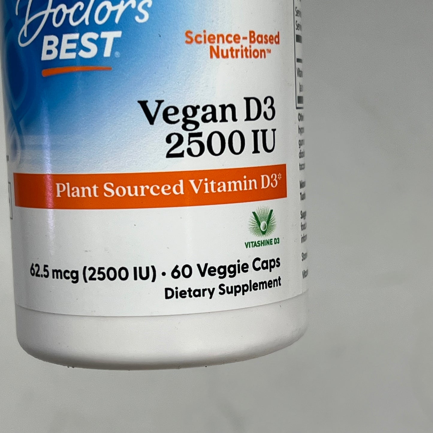 DOCTORS BEST  (2 PACK) Vegan D3 2500 Iu Vitamins Soy Free 60 Capsules Per Bottle