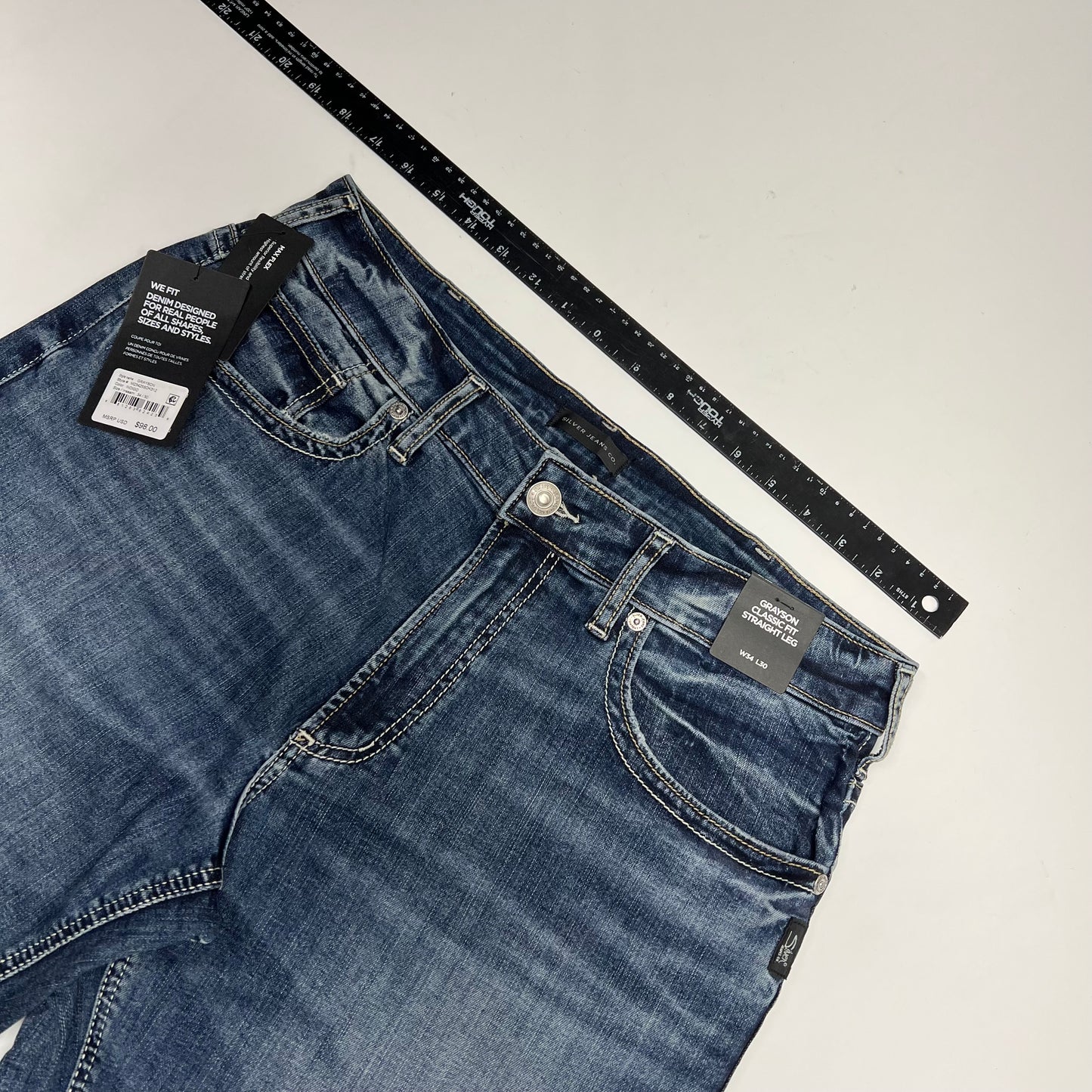 SILVER JEANS CO. Grayson Classic Fit Straight Leg Jean Men's Sz 34/30 Indigo