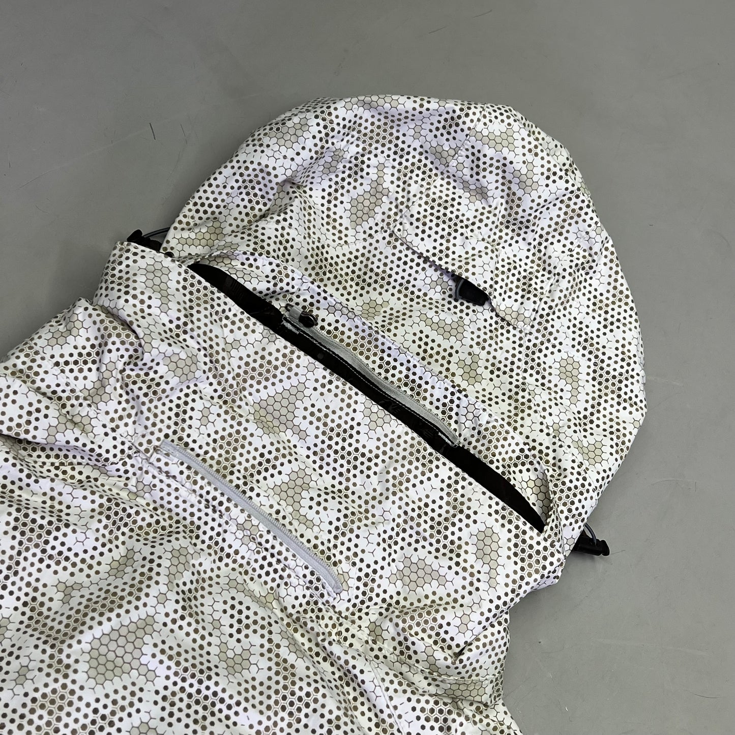 NORTH FACE Full Zip Elastic Waist Winter Coat Men's Sz L Honey Comb Pattern