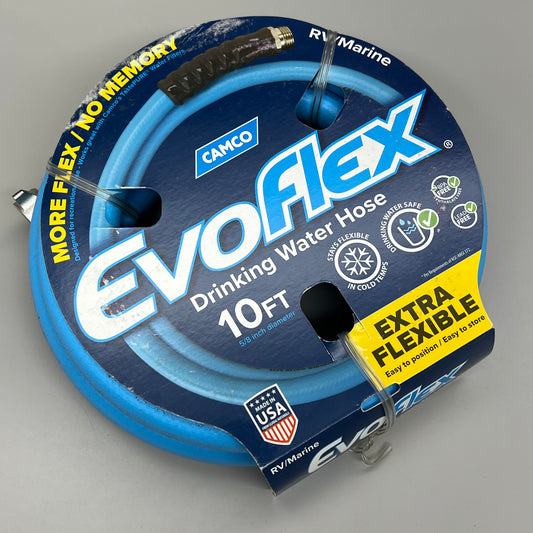 CAMCO 10ft EvoFlex Drinking Water Hose BPA-Free 5/8" ID Ideal for RV & Marine 22592