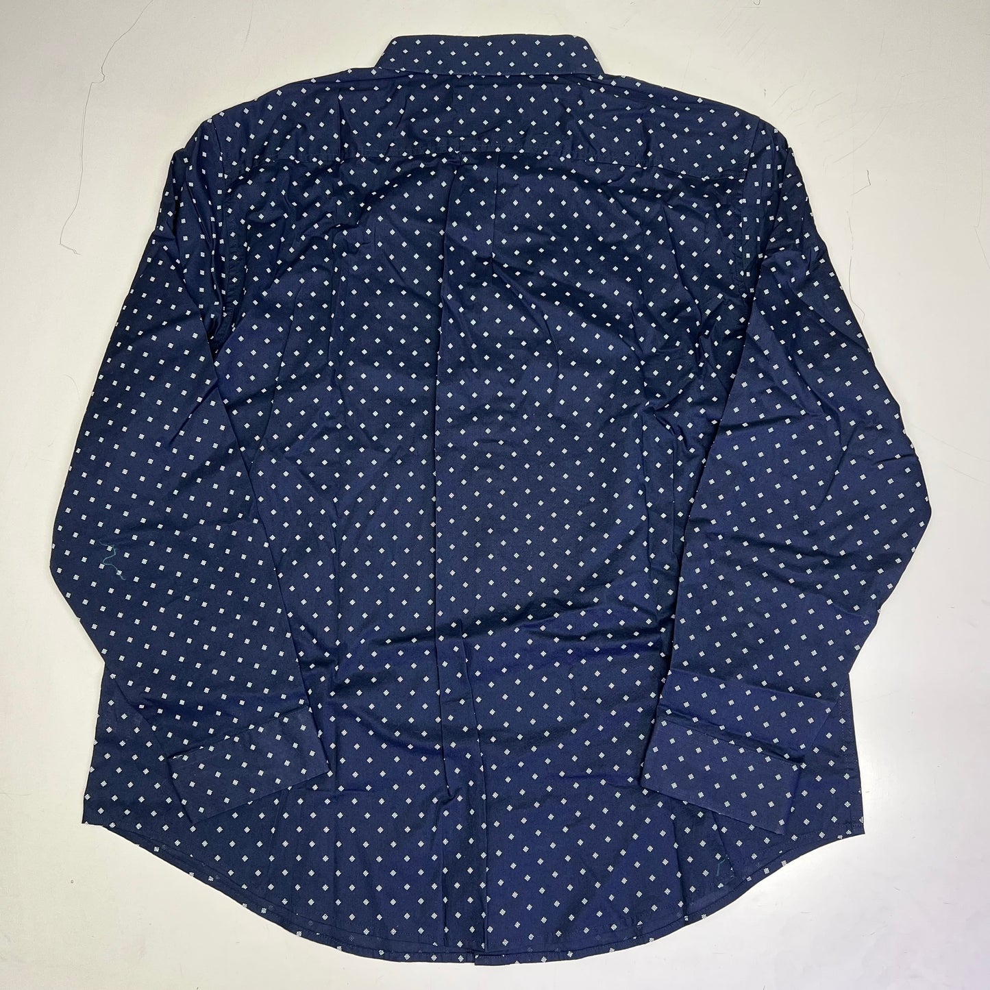 DOCKERS Stain Defender Button Up Shirt Daisy Pattern Men's Sz XL Navy Blue