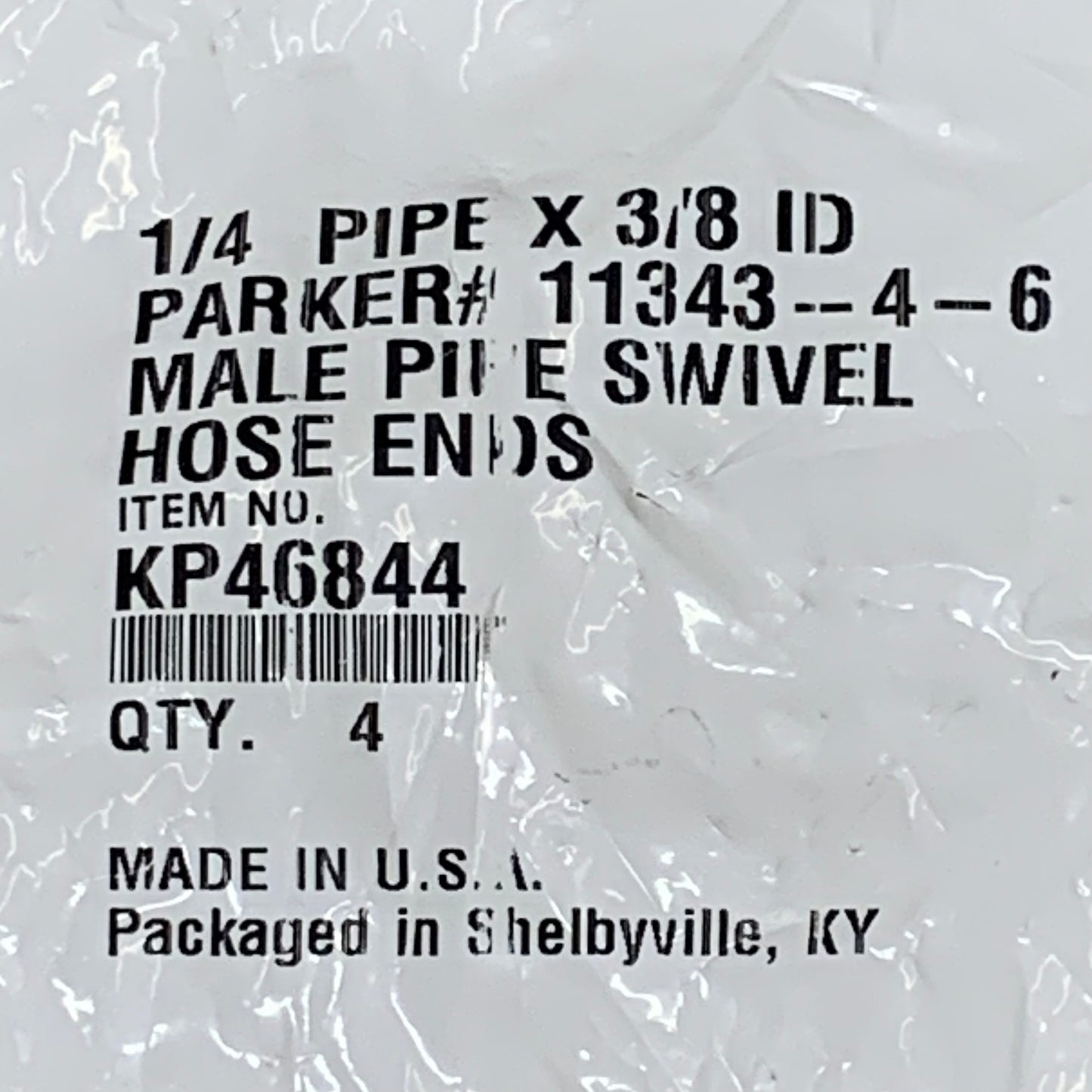 PARKER (4 PACK) Hydraulic Hose Male Pipe Swivel Hose Ends 1/4" x 3/8" Steel KP46844