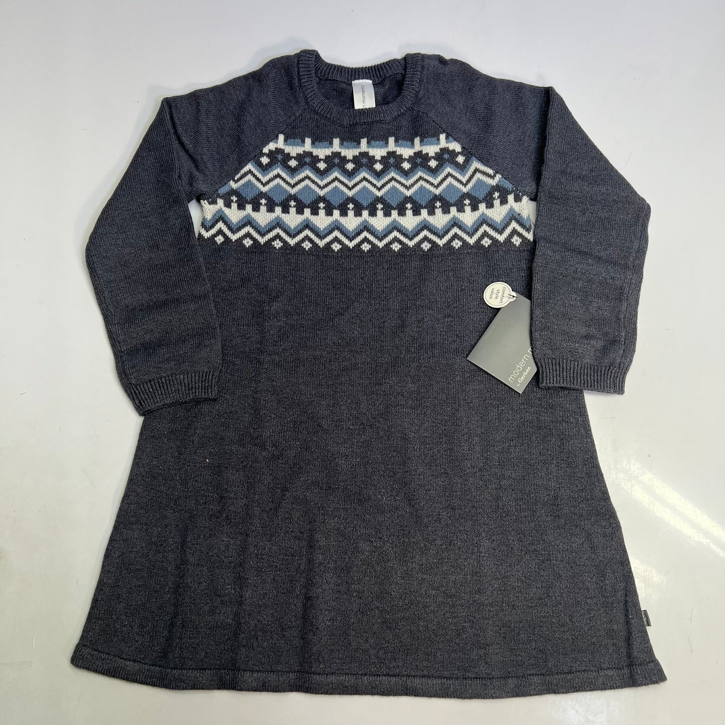 GERBER Soft Viscose Long Sleeve Sweater Dress Girl's Sz 5T Grey/Blue 503261
