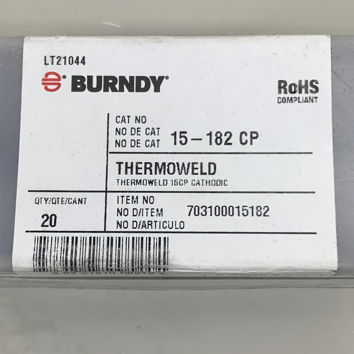 BURNDY (2 PACK) Weld Metal 15-182 CP Thermoweld 15CP Cathodic Qty 20 703100015182