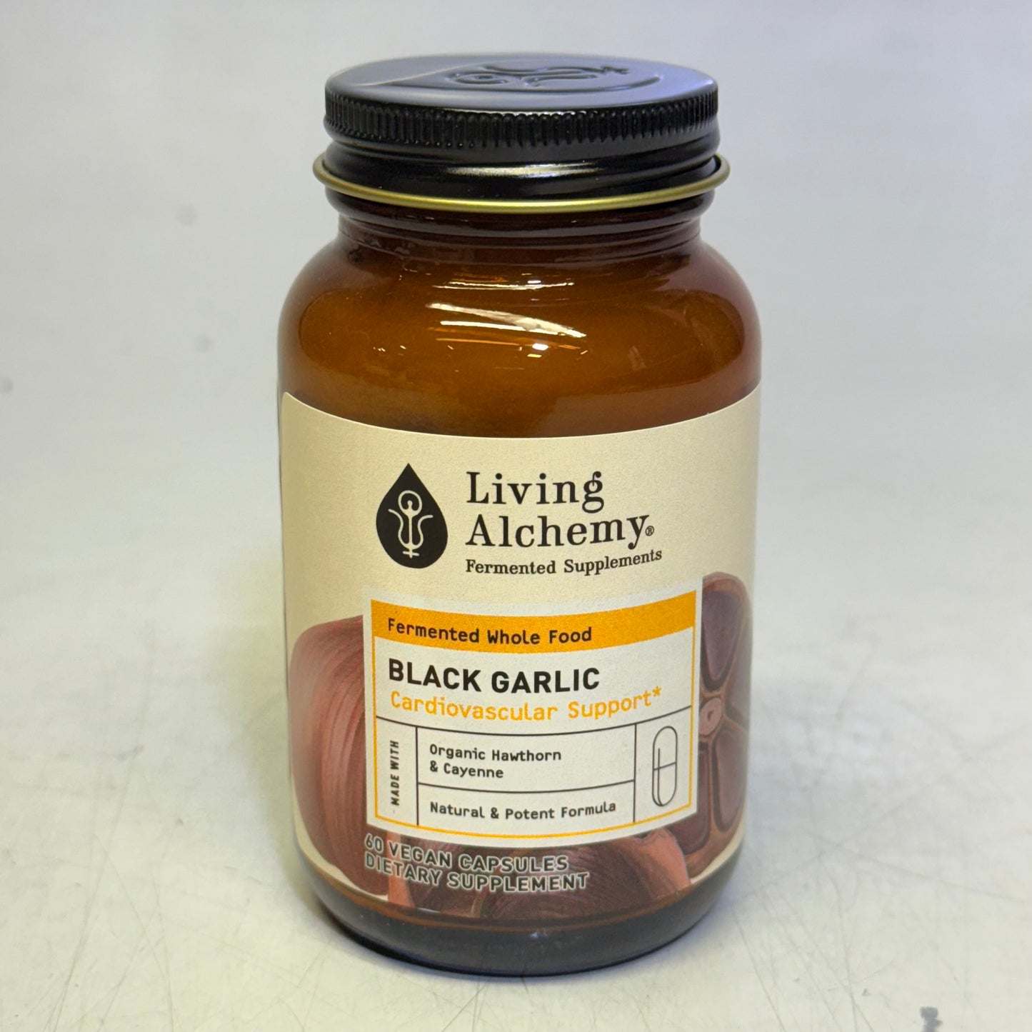 LIVING ALCHEMY Black Garlic Cardiovascular Support BB 09/27 60 Vegan Capsules