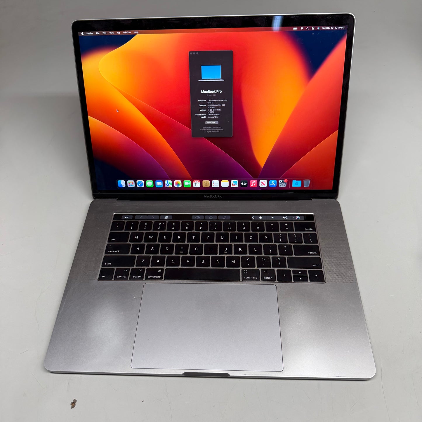 APPLE Macbook Pro 15" Laptop 2017 i7 2.9Ghz 16GB (Pre-Owned) Without Accessories