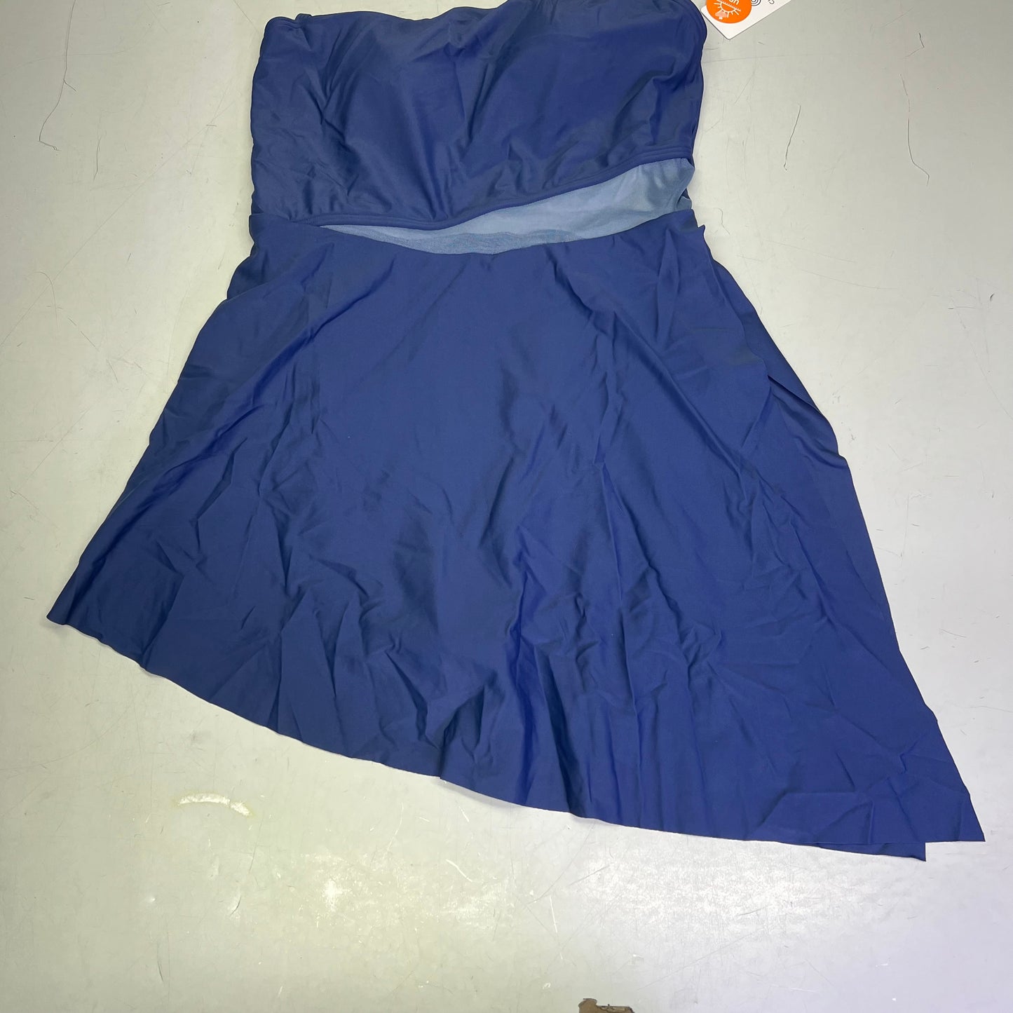 CHARMO One Piece Side Tie Dress W/ Mesh Cut Out Swimsuit Women's Sz L Blue