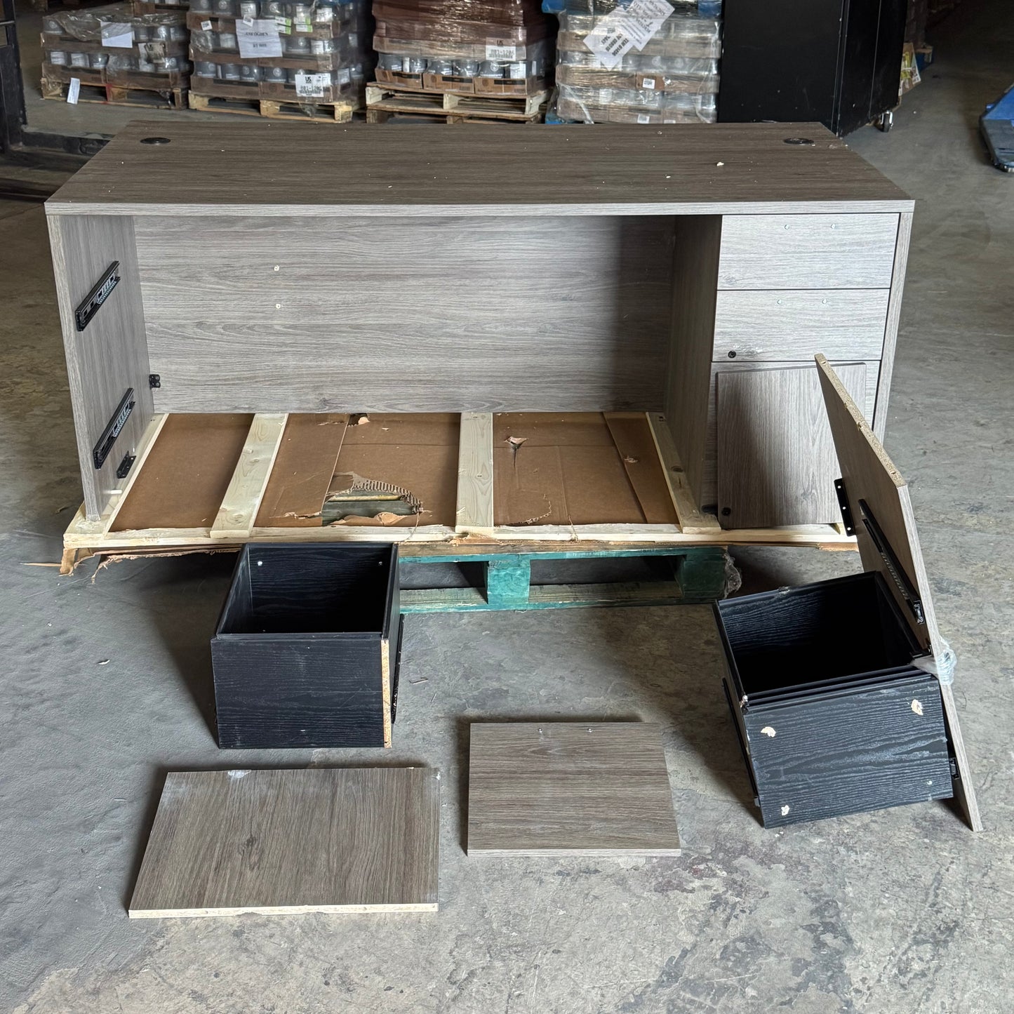 ZA@ Pallet of LORELL Double Pedestal Desk Sz 35.5"W x 71"L x 29"H - LLRPD3672DPGE (AS-IS, Damaged)