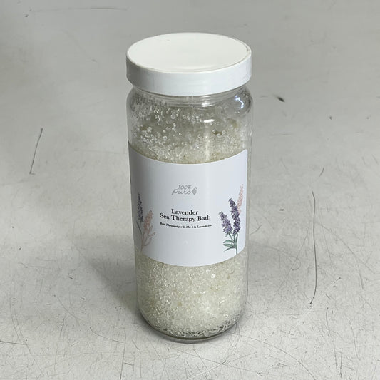 100% PURE Lavender Sea Therapy Bath In Glass Jar Natural & Vegan 15 Oz White