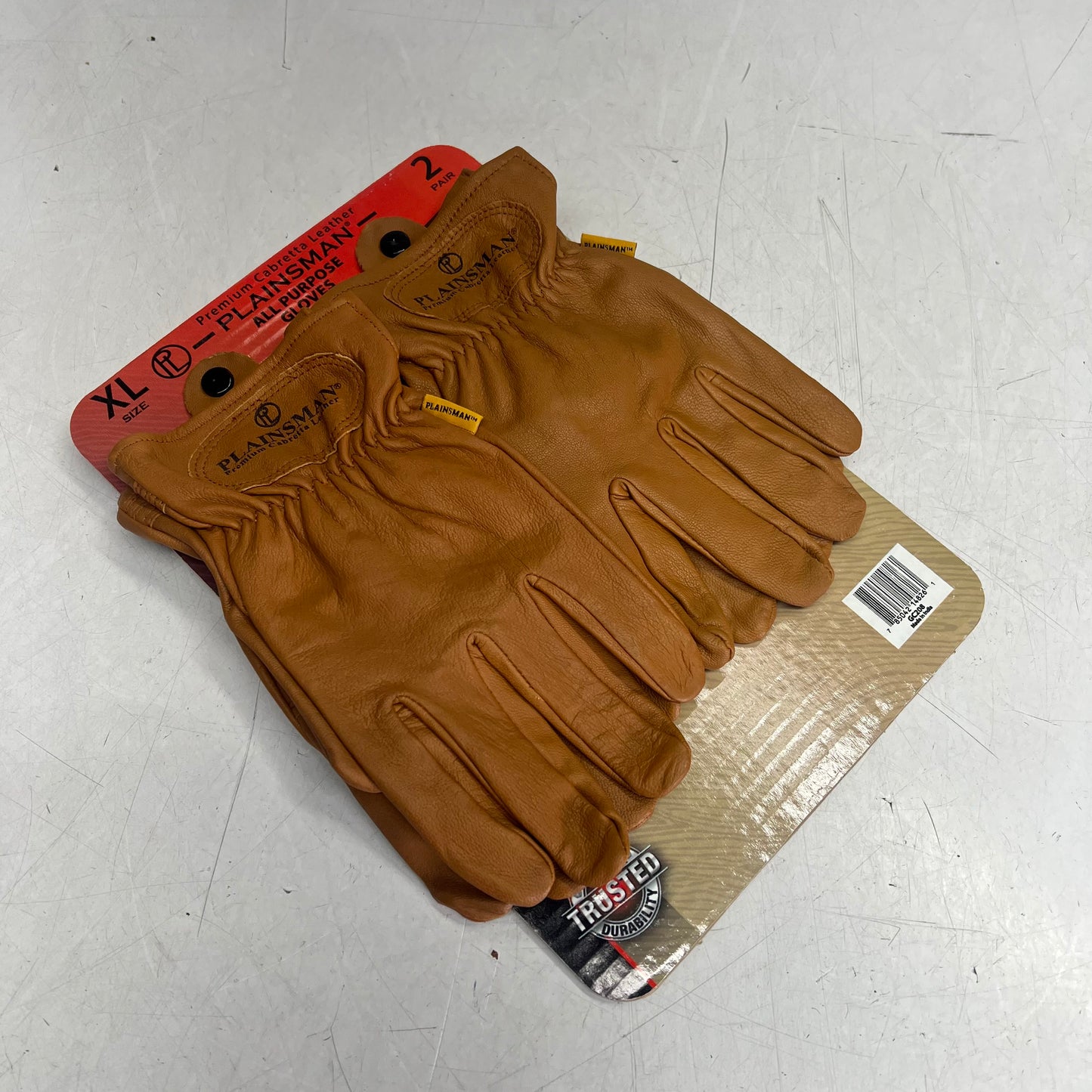 PLAINSMAN (2 PAIRS) Premium Cabretta Leather Gloves  Unisex Sz XL Brown GC208