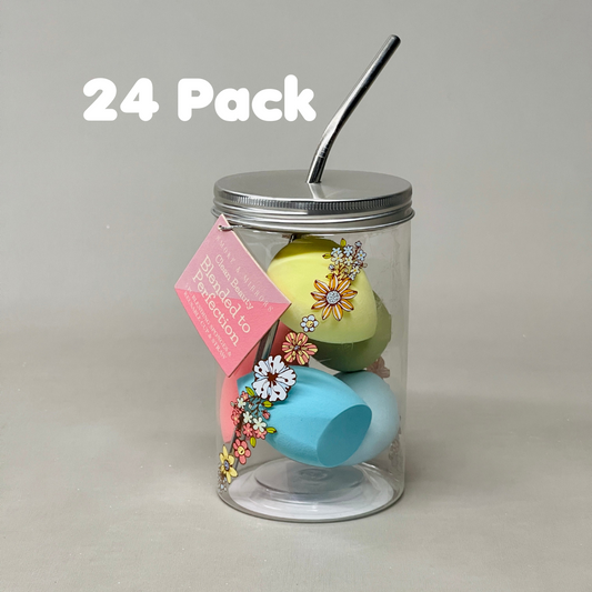 z@ SMOKE & MIRRORS (24 PK) 5-PIECE Blending Sponges & Reusable Cup & Straw (New)