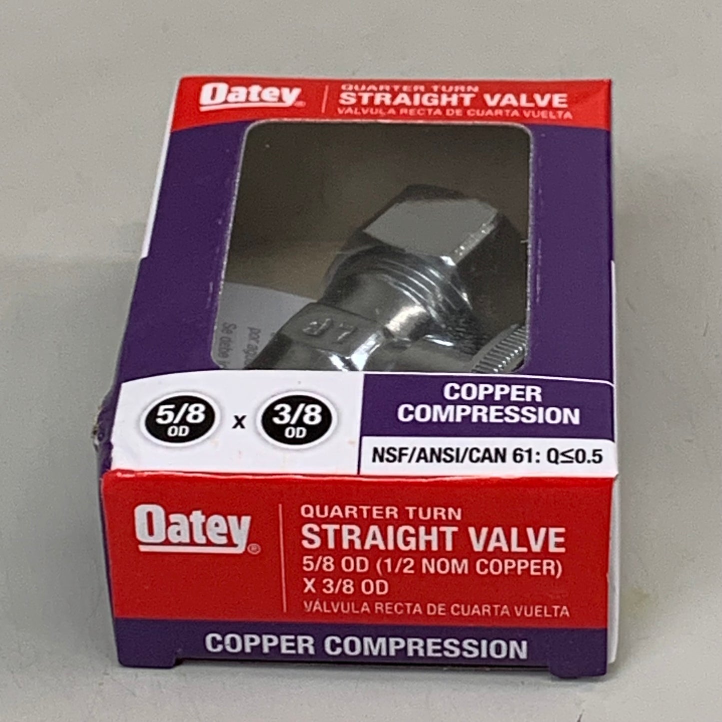 OATEY (2 PACK) Quarter Turn Straight Valve 1/2 NOM Copper 5/8 X 3/8 4755PCLF