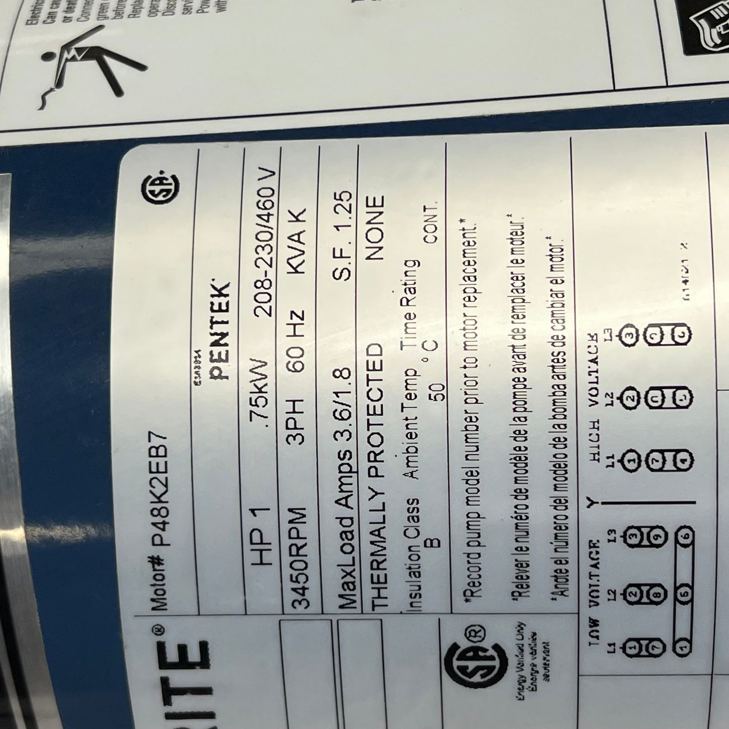 STA-RITE J Series Medium Head Centrifugal Pump 1 HP, 208-230/460V JME3V-58