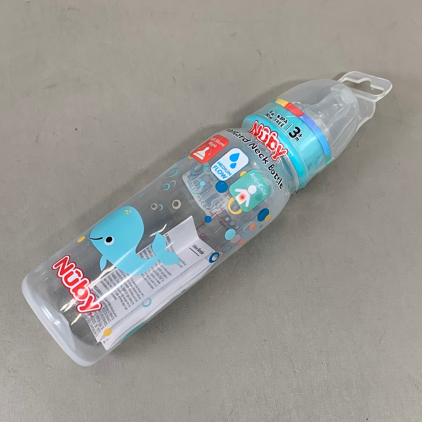 NUBY (6 Pack) Assorted Non-Drip Neck Baby Bottles As-is (slightly Damaged Packaging)  8oz Color's May Very