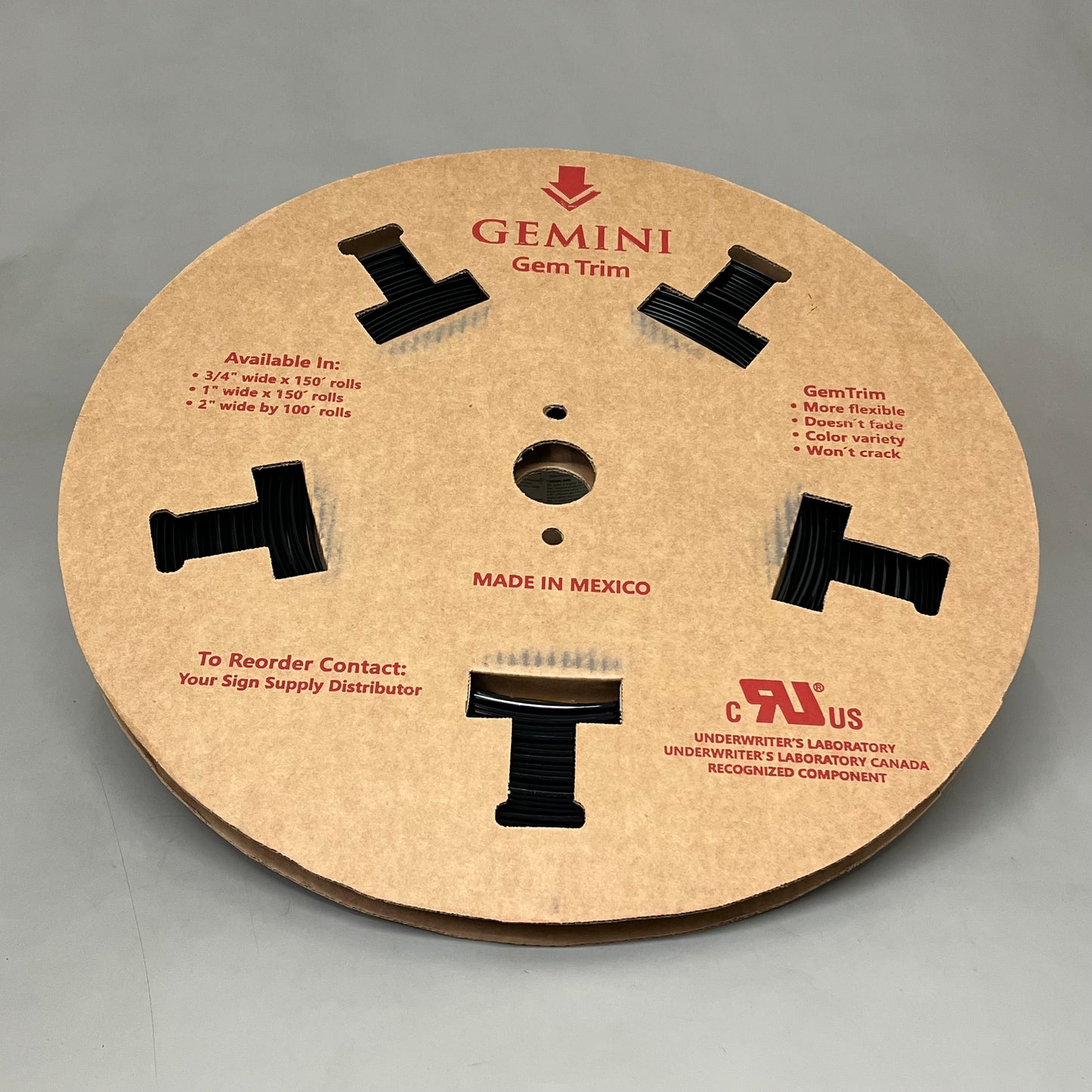 GEMINI Gem Trim Cap Increased Flexibility Easy Bond 3/4"w x 150' #2025 Black