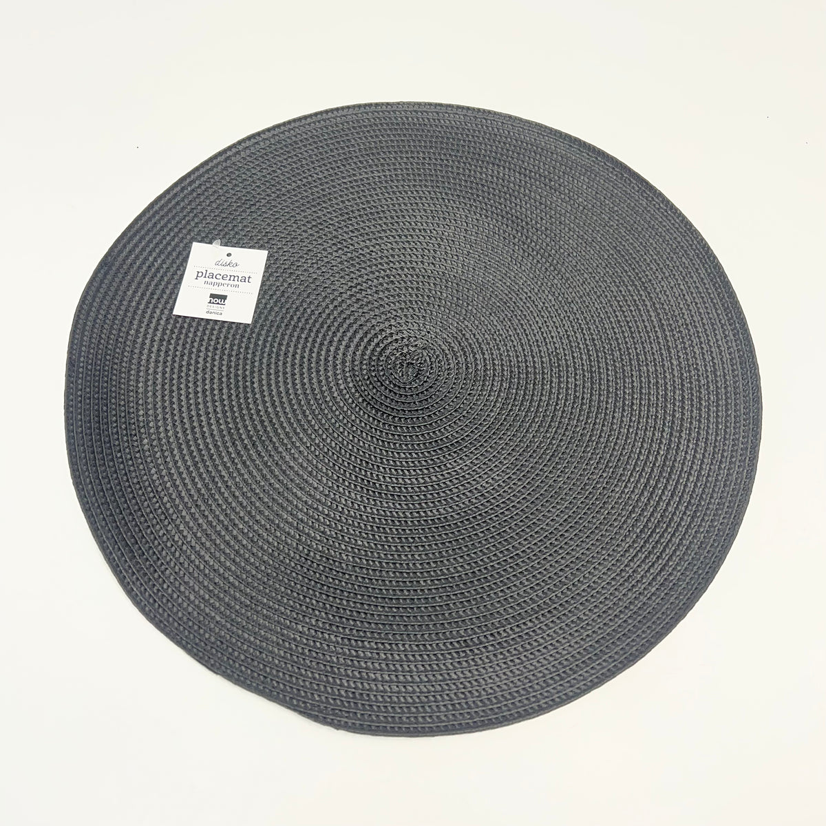 NOW DESIGNS (4 PACK) Disko Placemat 100% Woven Polypropylene 15" Dia Black