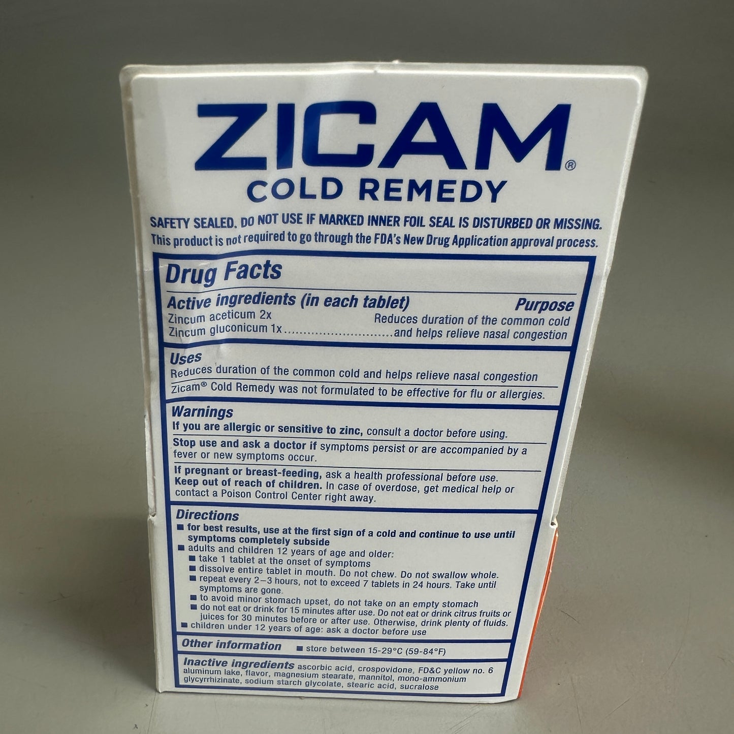 ZICAM Cold Remedy RapidMelts 25 Tablets Citrus Zinc Formula