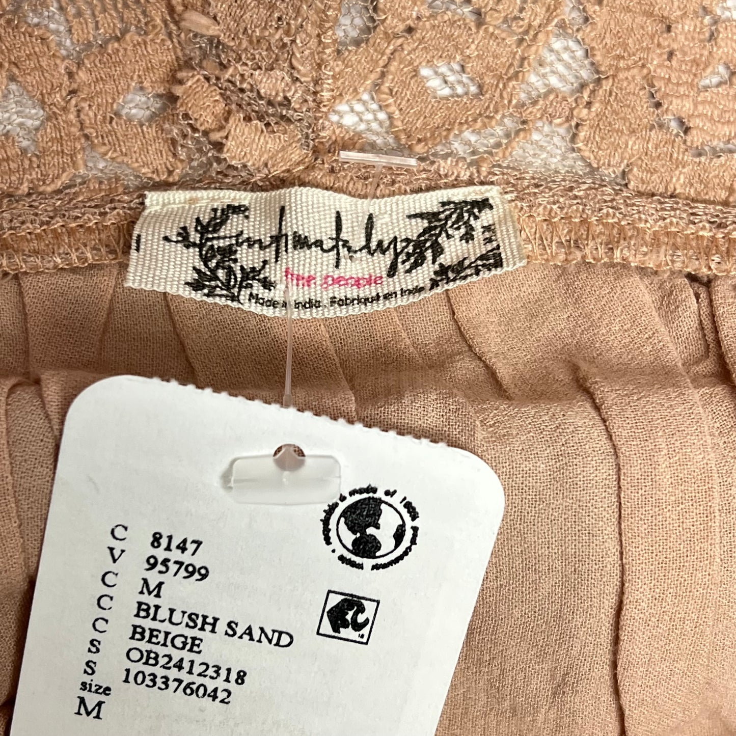 FREE PEOPLE Fiona Lace Trim Slip Dress Women's Sz M Blush Sand 102276042
