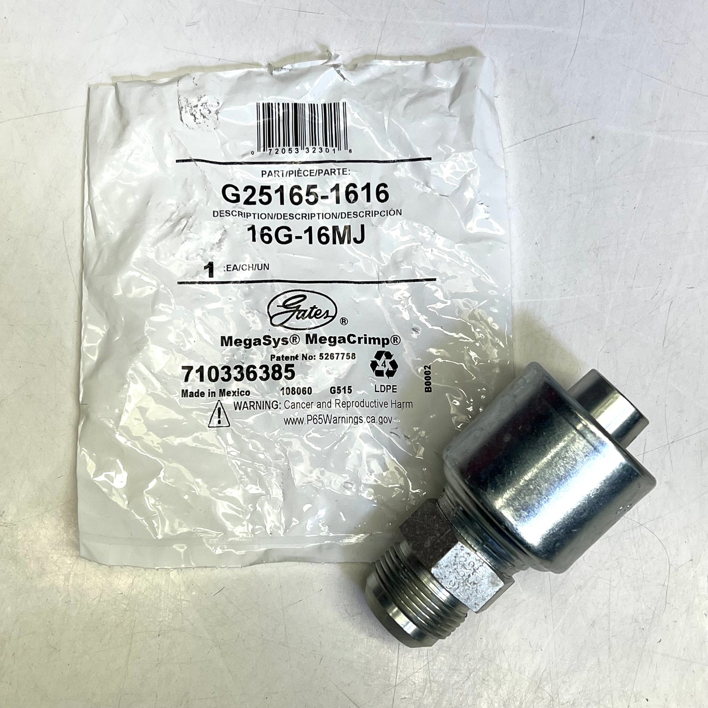 GATES 2 Wire Hose Fitting Male 37° Flare Coupling 1" x 4.11" Silver G25165-1616