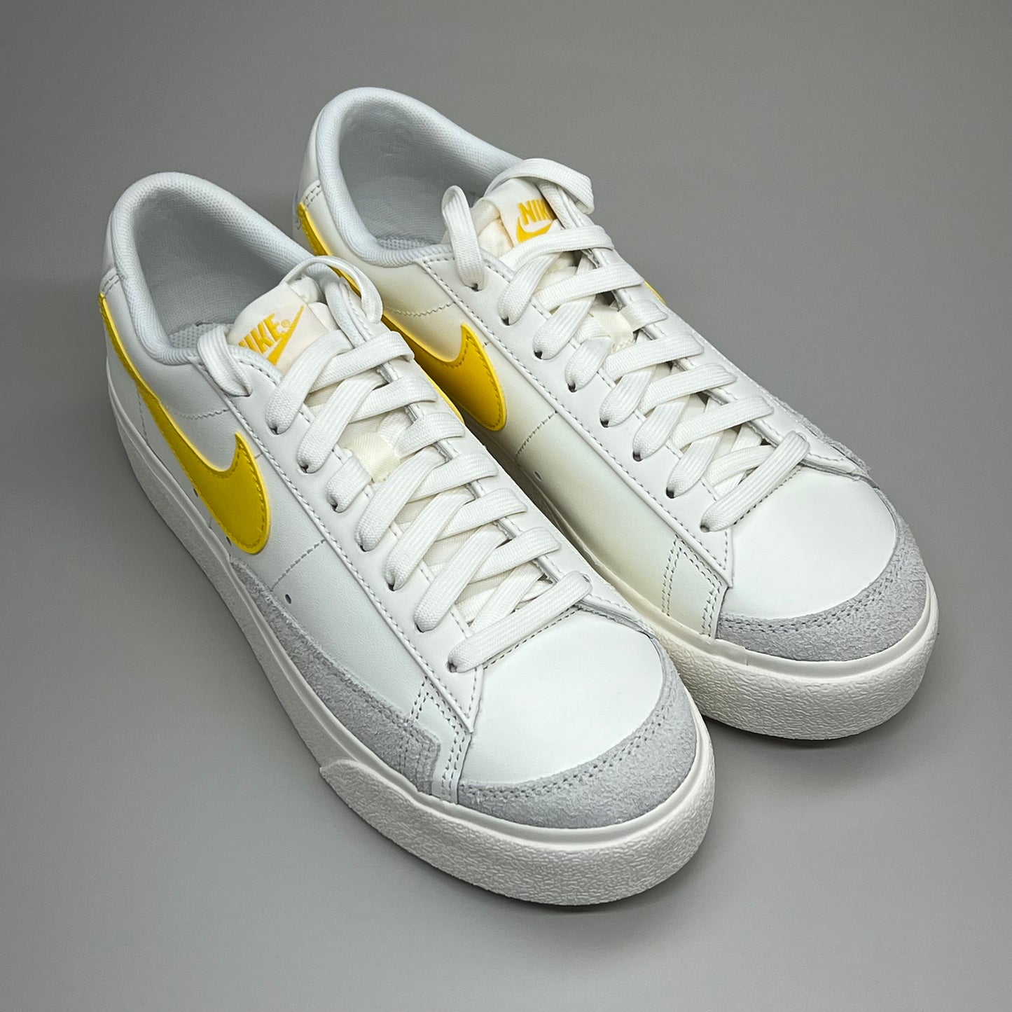 NIKE Blazer Low Cut Platform Sneaker Sz Women's 10.5 Men's 9 Yellow/Grey/White