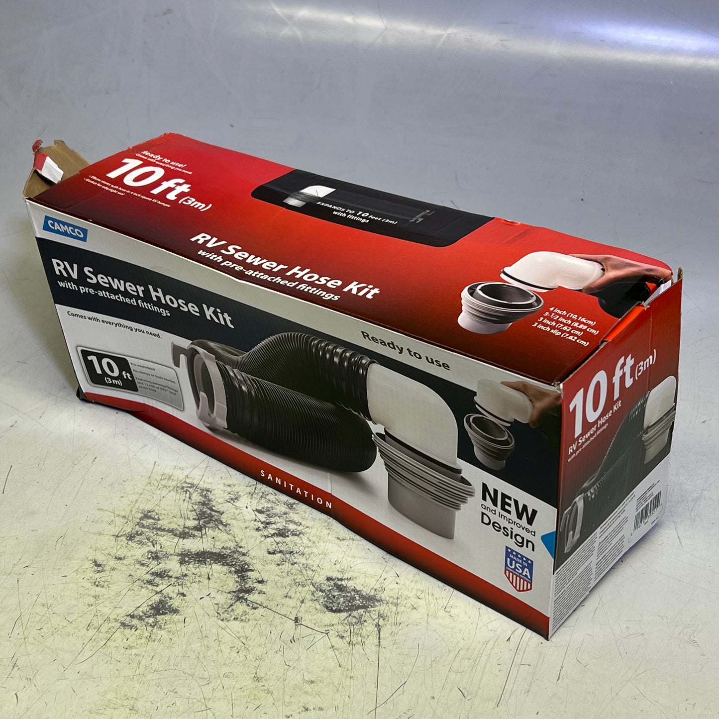 CAMCO Hassle Free Ready To Use Sewer Hose Kit 4-In-1 Adapter 10' Black 39551