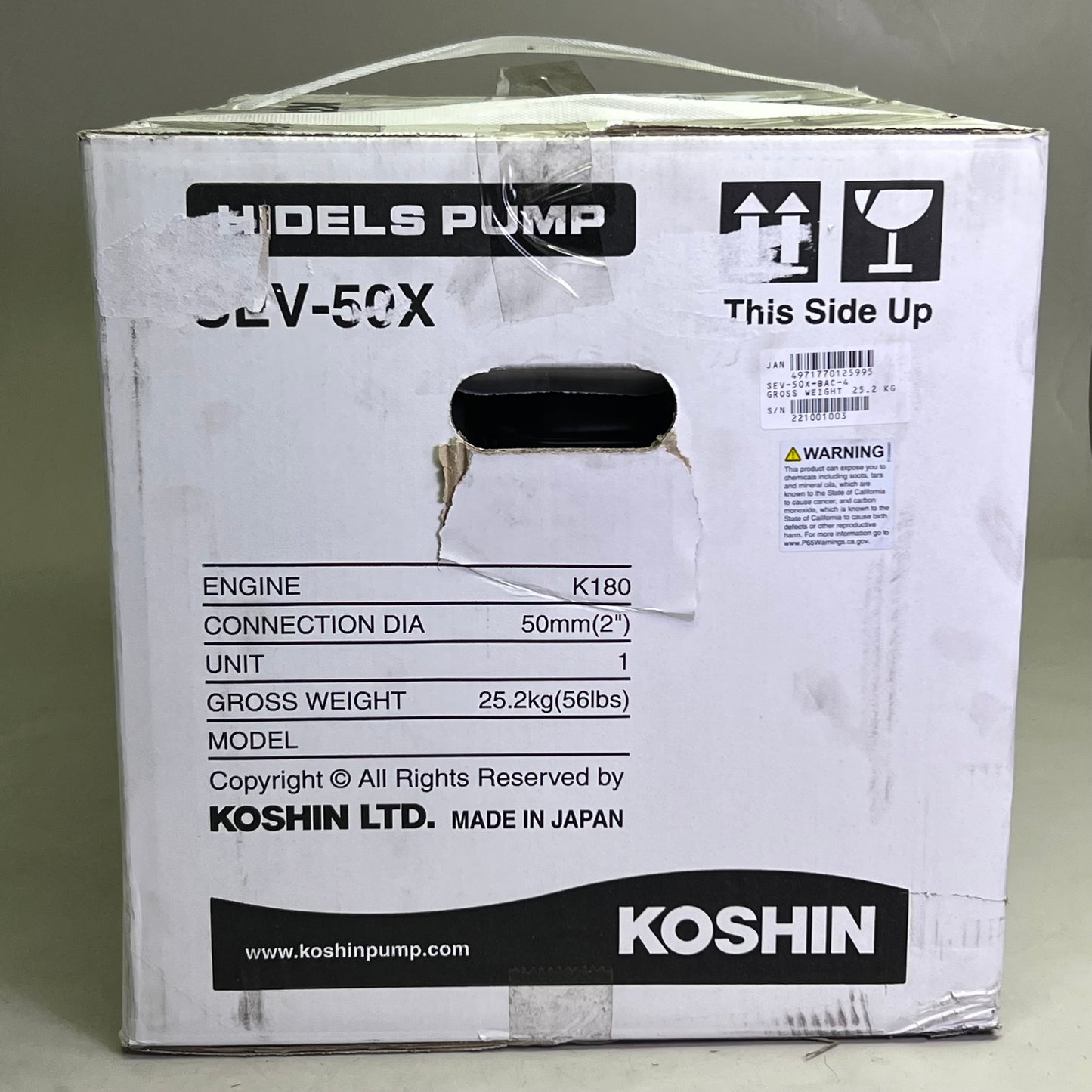 KOSHIN K180-3 Water Pump Sz 18" L x 15" W x 15" H, Grey & Black SEV-50X