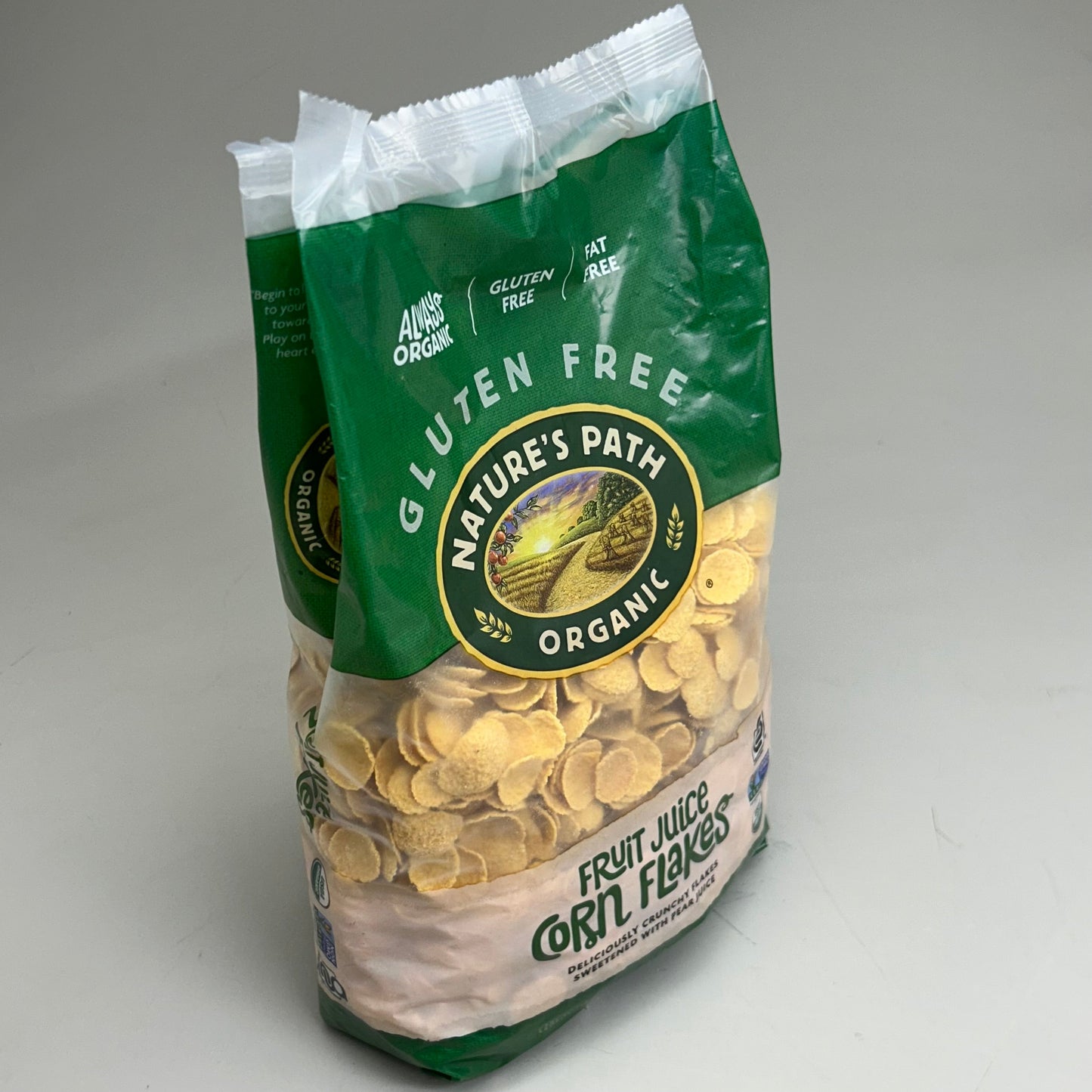 ZA@ NATURE'S PATH  (1 Box, 6 Bags Each) Organic Fruit Juice Sweetened Corn Flakes Cereal 26.4oz BB 08/26 A