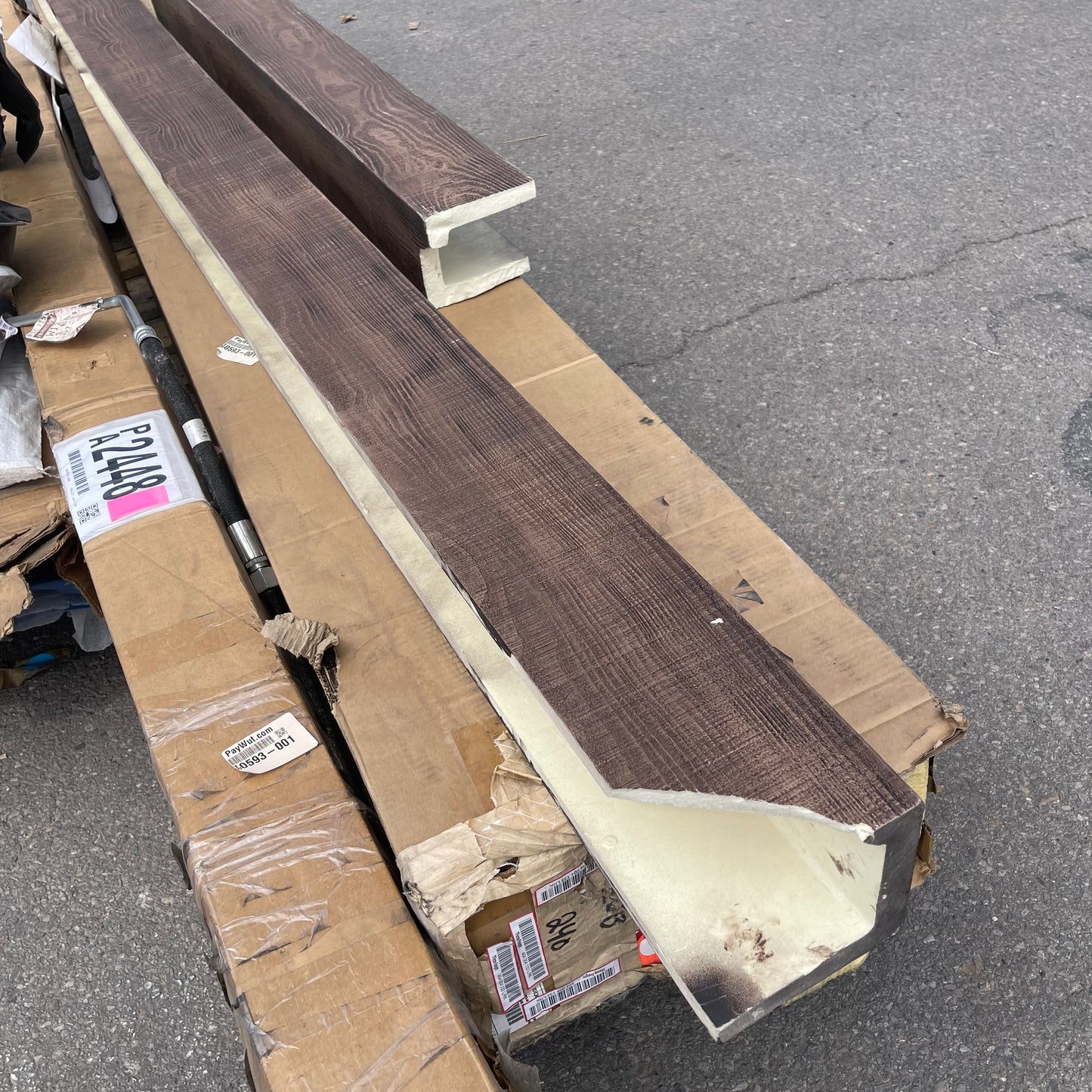 ZA@ Pallet of MIXED Plastic Channels, Faux Wood Trim, Fender Liners, Shelf Parts, & More! (AS-IS)