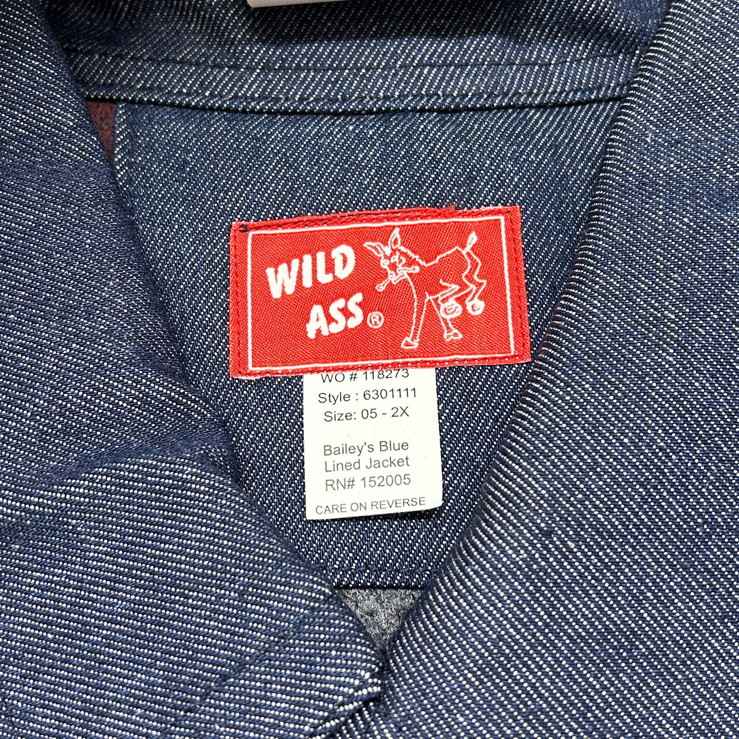 WILD ASS Bailey's Authentic Lined Denim Chore Coat Rigid Sz 2XL Blue 6301111 (New)