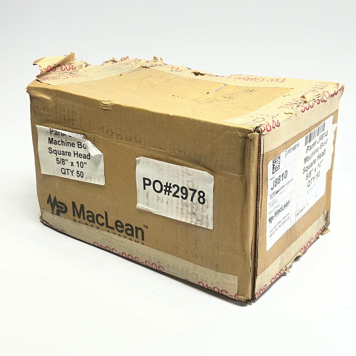 MACLEAN (50 PACK) Machine Bolt Square Head Sz 5/8" x 10" J8810