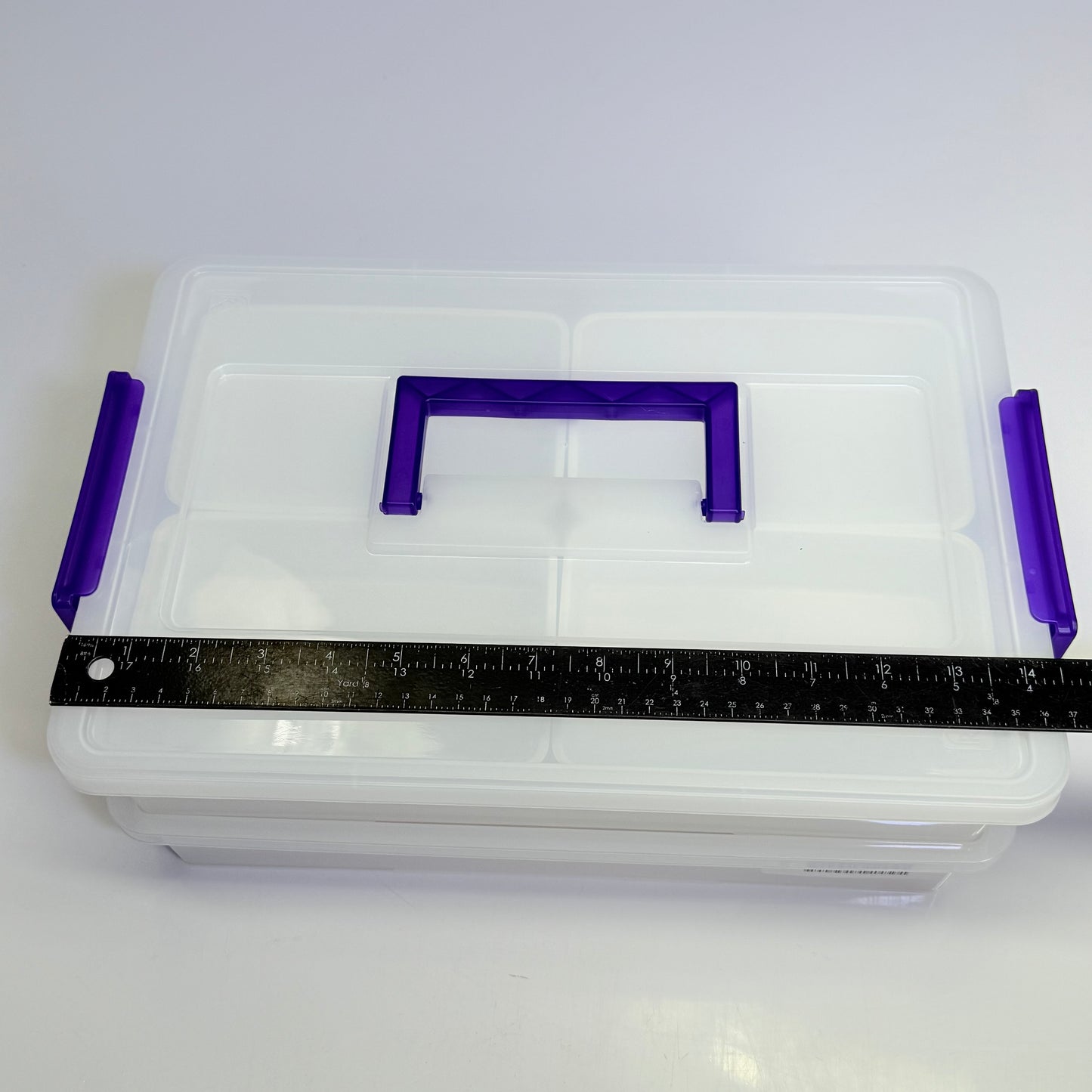 IRIS (2 PACK) Large Modular Latching Box - Purple Handle 14.8"L x 11"W  Clear