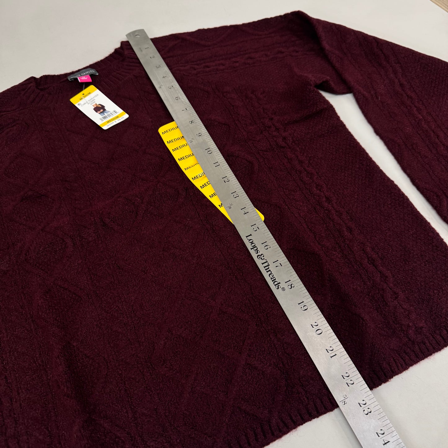 VINCE CAMUTO Cable Knit Sweater Women's Sz-M Wine SC2895
