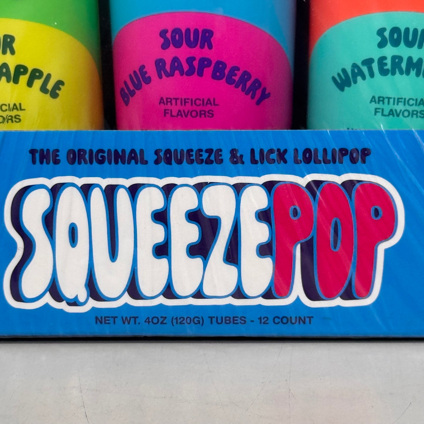 ICONIC CANDY (12 PACK) The Original Squeeze Pop 3 Assorted Flavors 4oz BB 02/26