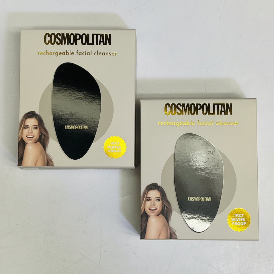 COSMOPOLITAN (2 PACK) Rechargeable Waterproof Silicone Face Scrubber Black 2021-7277