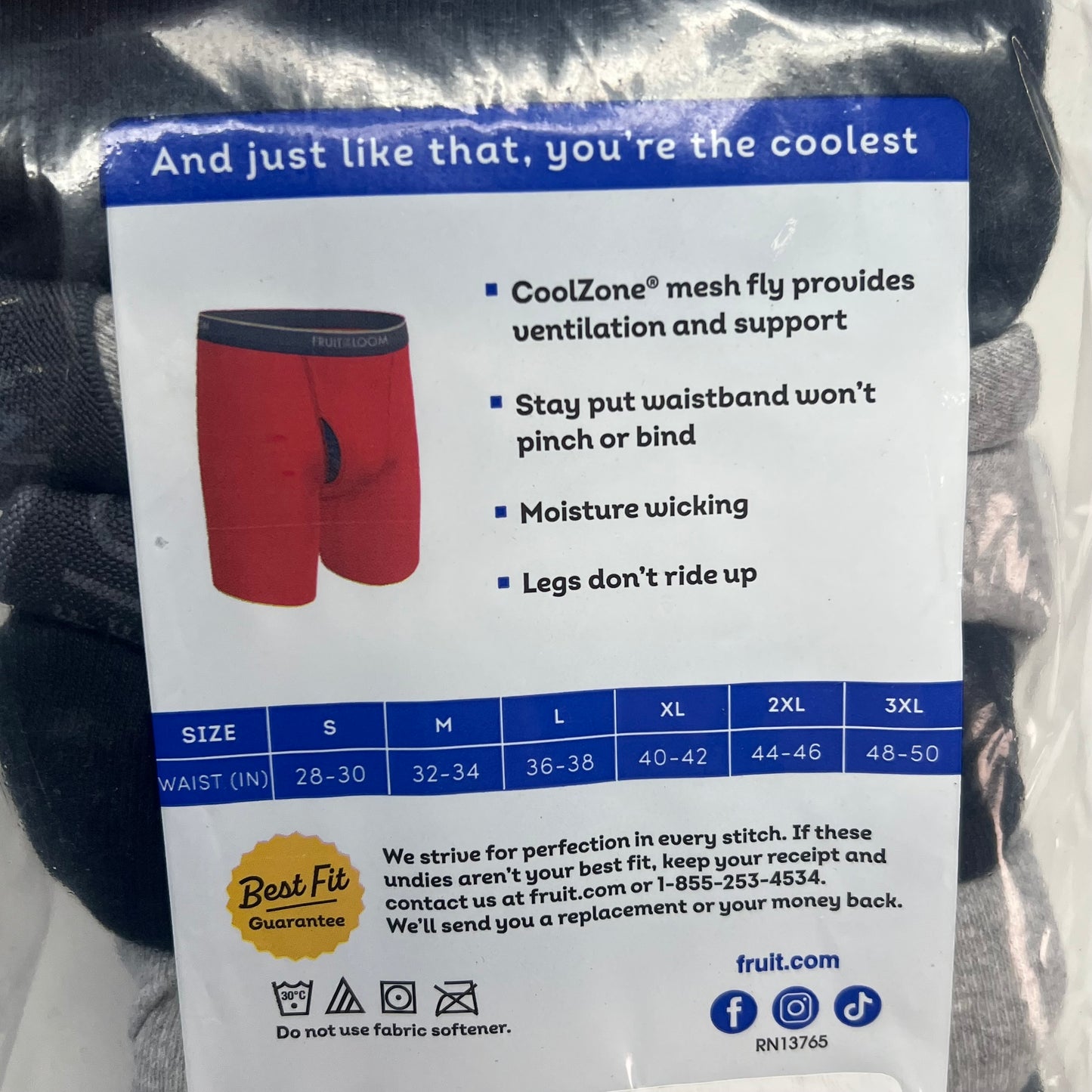 ZA@ FRUIT OF THE LOOM (5 PACK) Eversoft Breathable Fabric Boxer Breifs Men's Sz S Grey/Black 5BL76TG