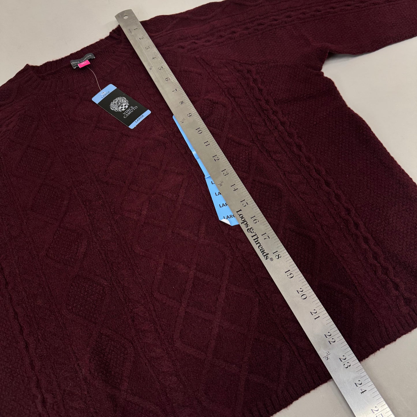 VINCE CAMUTO Cable Knit Sweater Women's Sz-L Wine SC2895