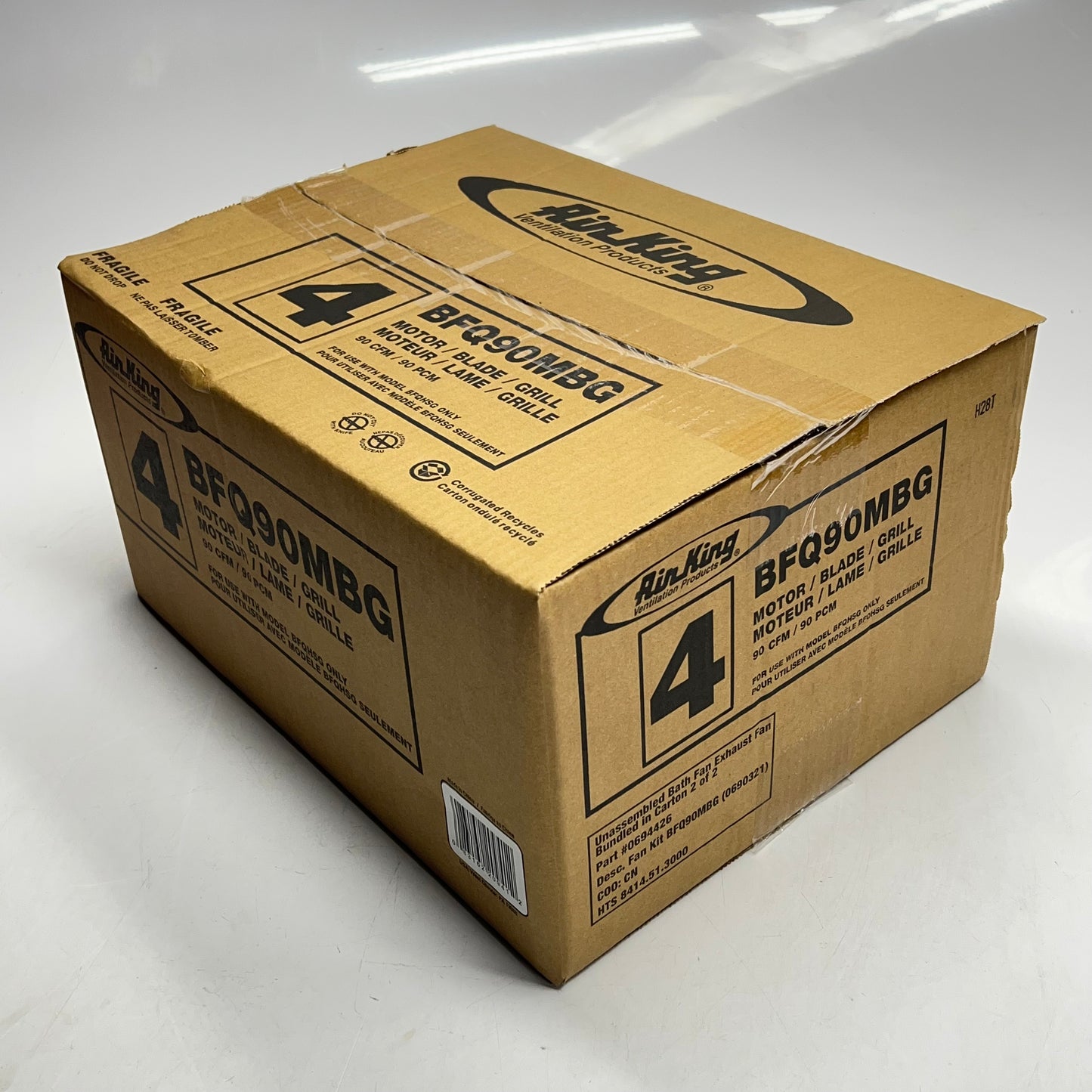 AIR KING Contractor Pack Motor Blade & Grill 90 CFM 25 Sones White BFQ90MBG