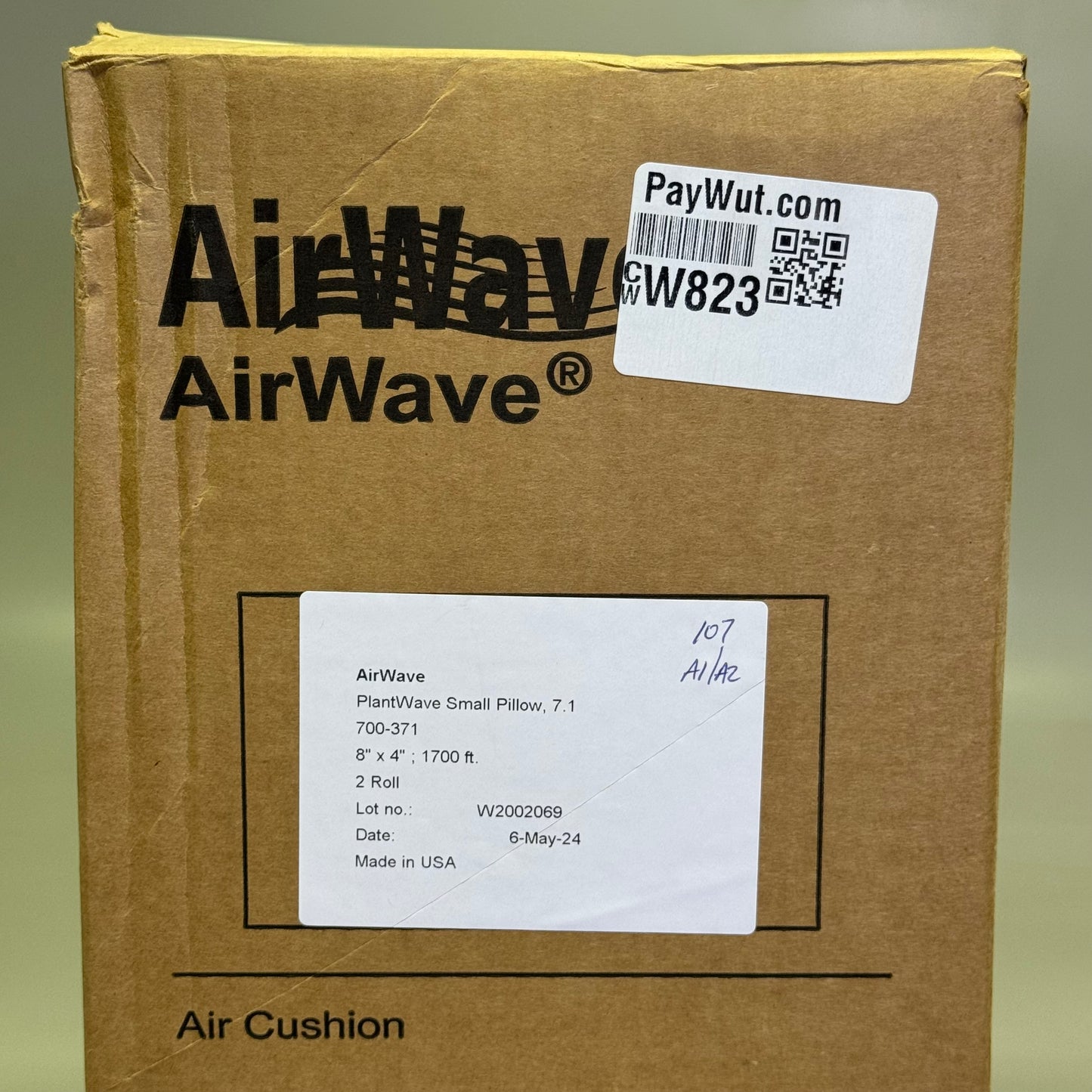 AIRWAVE (2 Rolls) Plantwave Small Pillow Cushion Film Plant Based 8"x4" - 1700' 700-371