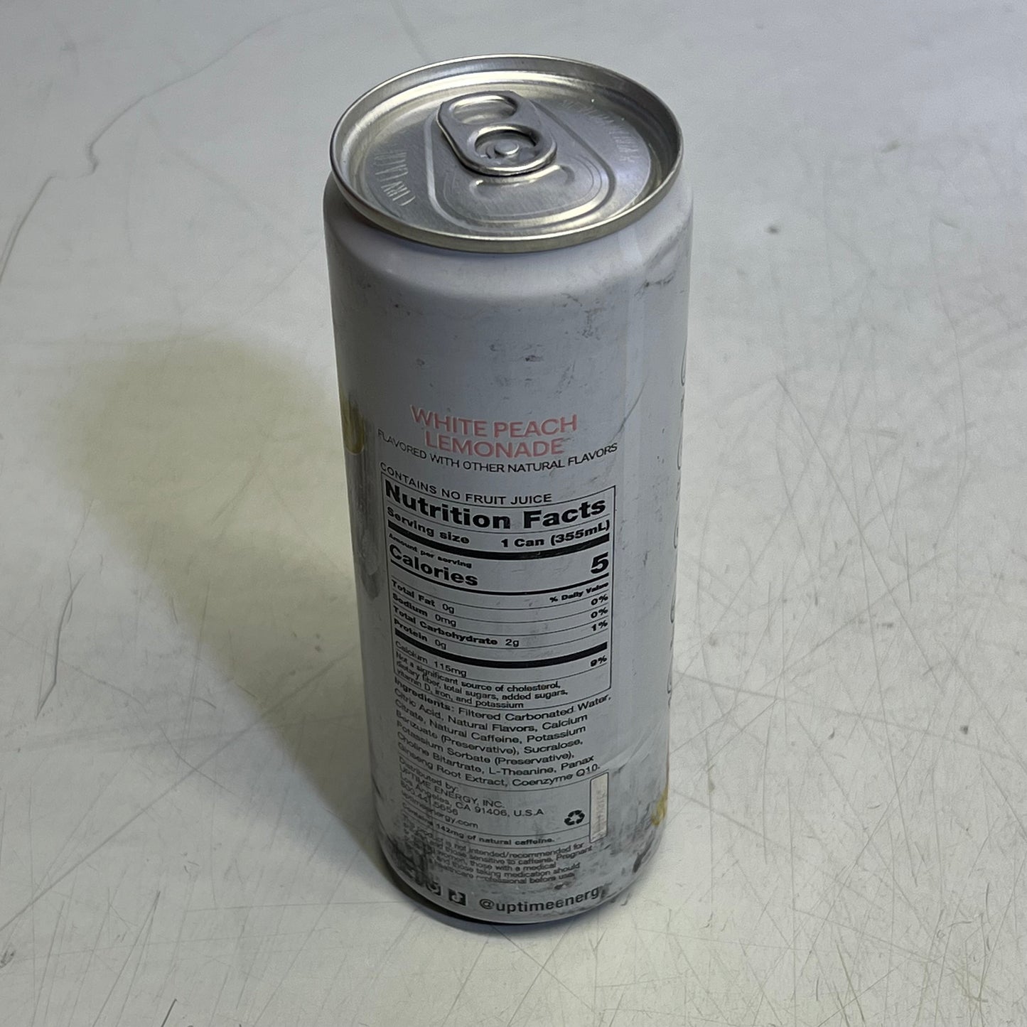 ZA@ UPTIME (9 PACK) Zero Sugar Energy Drinks White Peach Lemonade 12 fl oz