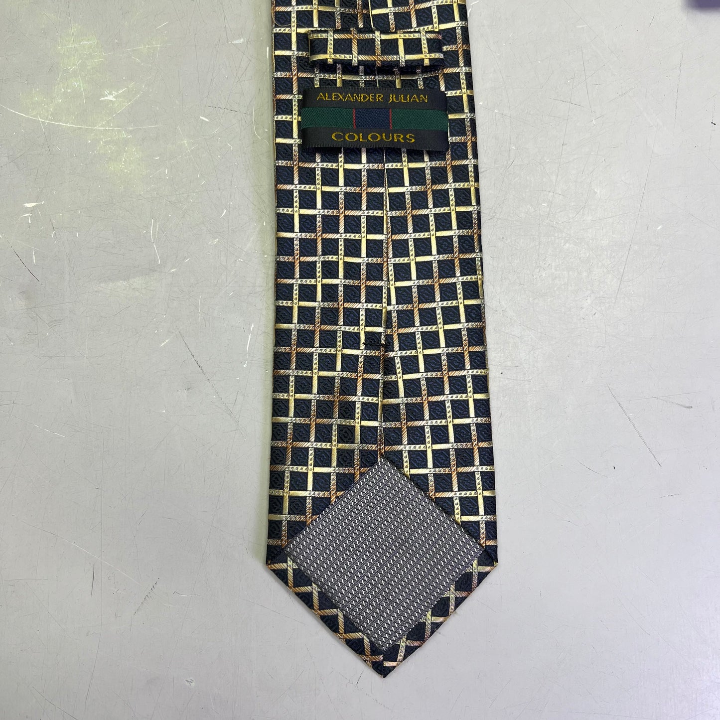 ALEXANDER JULIAN COLOURS Tile Design Tie 60" Gold/Black/Brown (Pre-Owned)
