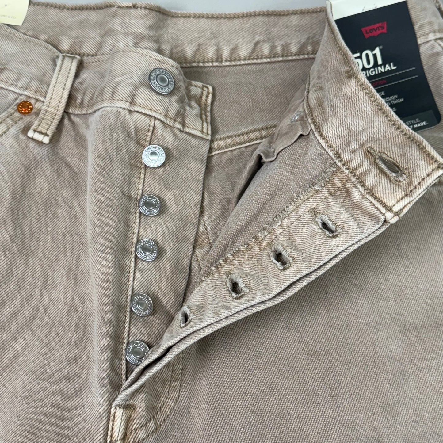 LEVIS 501 Original High Rise Straight Leg Jeans Women's Sz 32x30 Tan 125010525