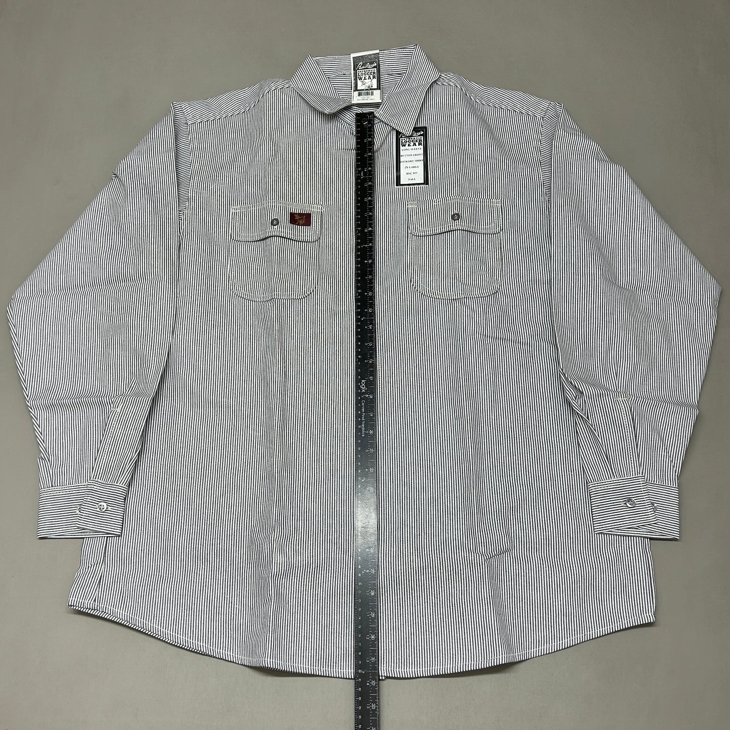WILD ASS Bailey's Logger Wear Long Sleeve Button Hickory Shirt Sz 2XL Tall Striped HSC 95T (New)