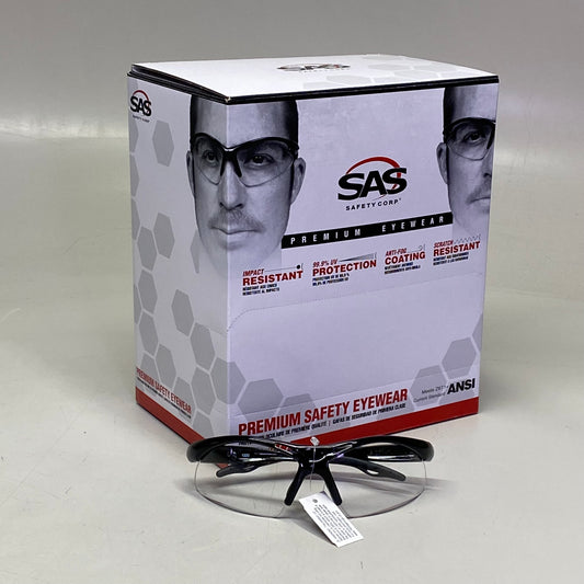 SAS SAFETY CORP (12 PACK) Premium Safety Eyerwear Black Frame/Clear Lens 540-0200