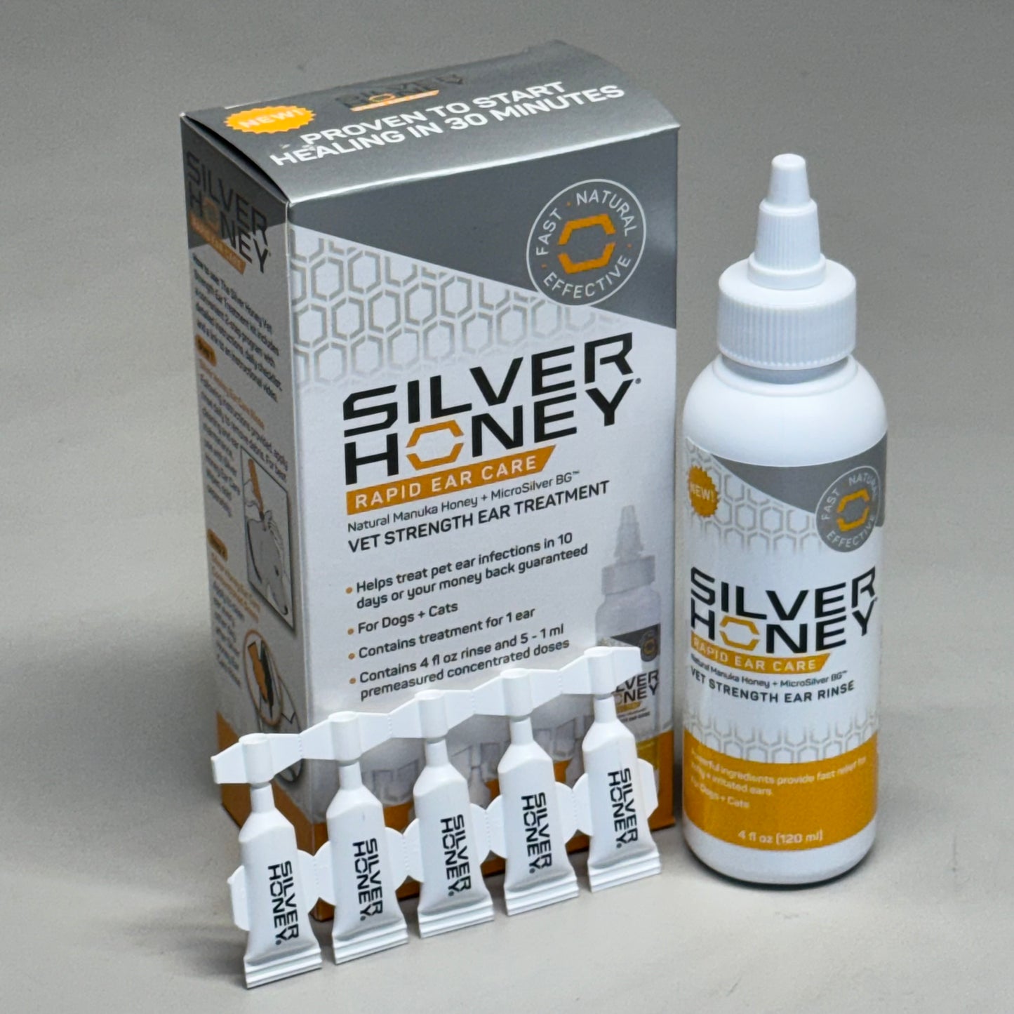 SILVER HONEY Rapid Ear Care 4fl oz 5-1 ml For Dogs and Cats BB 07/25